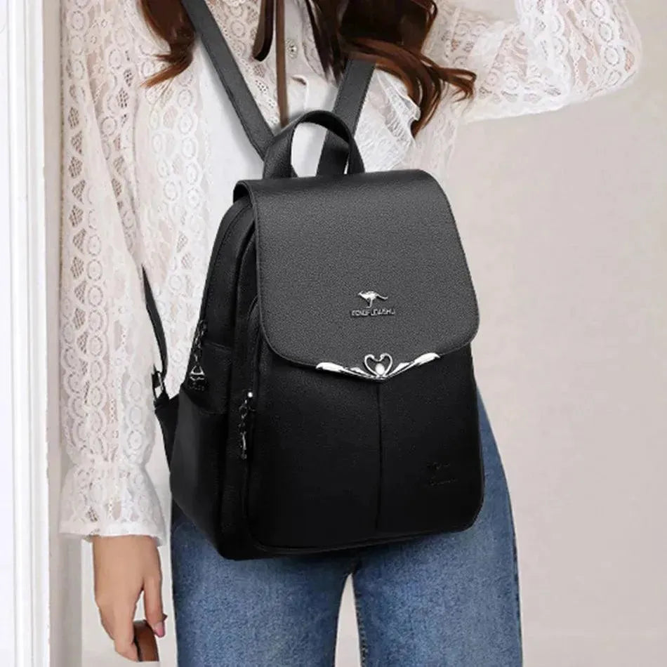 Stylish Genuine Leather Women's School Backpack - Durable Laptop Bag for College, Work & Travel - Perfect for Students & Professionals