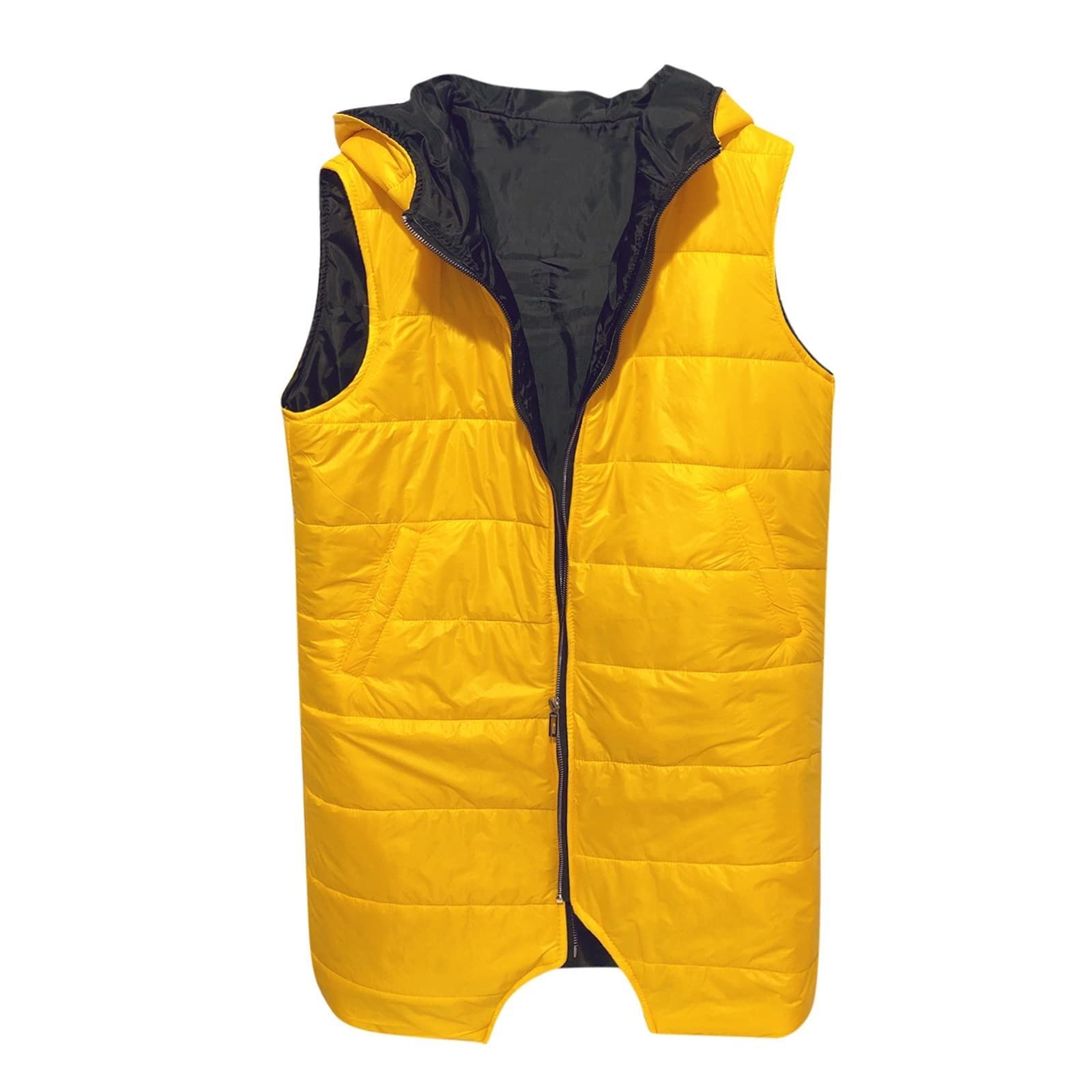 Women's Long Winter Coat with Hood - Sleeveless Warm Down Puffer Jacket, Quilted Vest with Pockets | Cold Weather Outerwear for Hiking, Skiing & Outdoor Activities