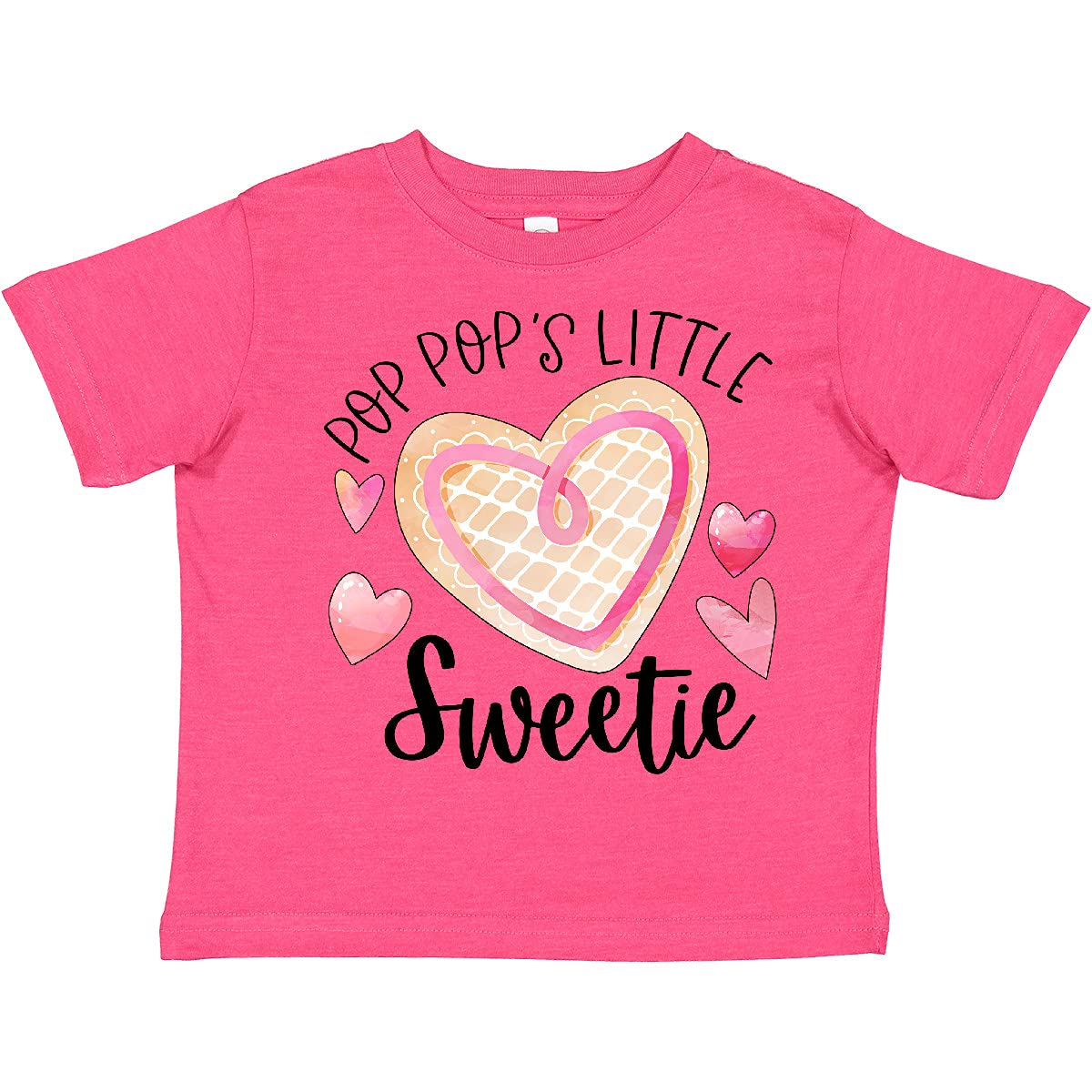Inktastic Pop Pop's Little Sweetie Pink Heart Cookie Toddler T-Shirt - Cute Baby Girl Outfit for Grandparents Day, Family Photos & Casual Wear