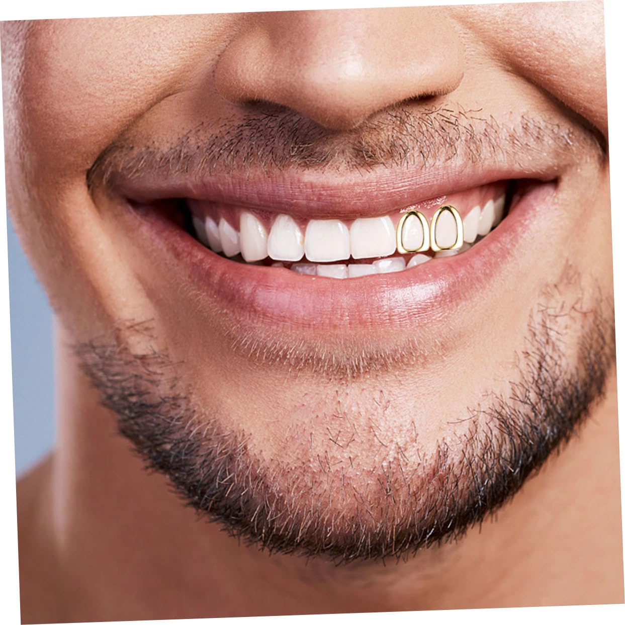 Totority 4pcs Copper Metal Teeth Grills Set - Lightweight Shiny Rapper Grillz for Hip Hop Parties, Concerts & Special Events - Perfect for Rappers, Performers & Fashion Accessories