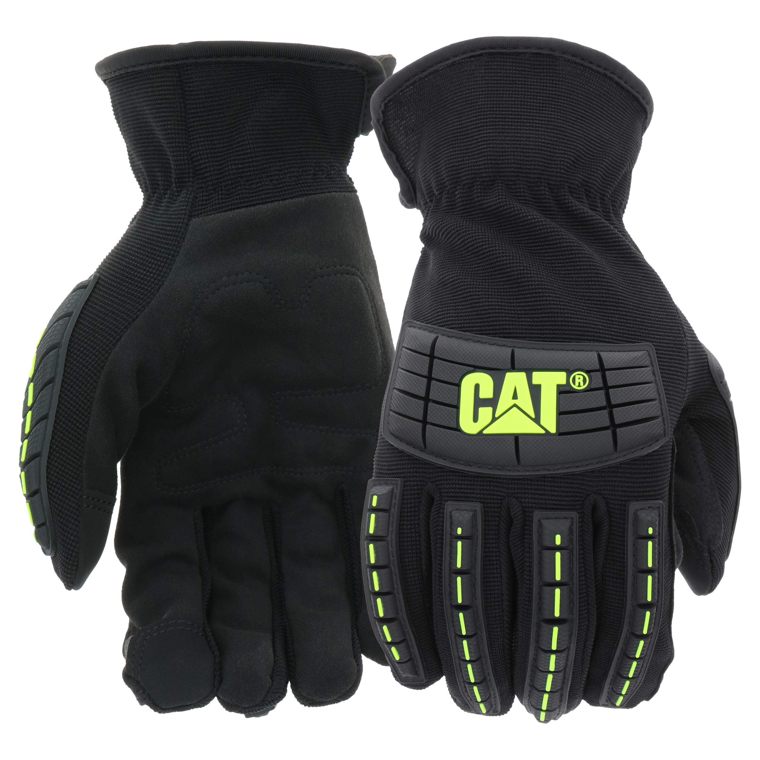 CAT® CAT012240 Touchscreen High Impact Utility Gloves – X-Large, Black, Safety Work Gloves with Molded Knuckle Protection, Spandex Back & Open Cuff - Perfect for Construction, Warehouse & Outdoor Work