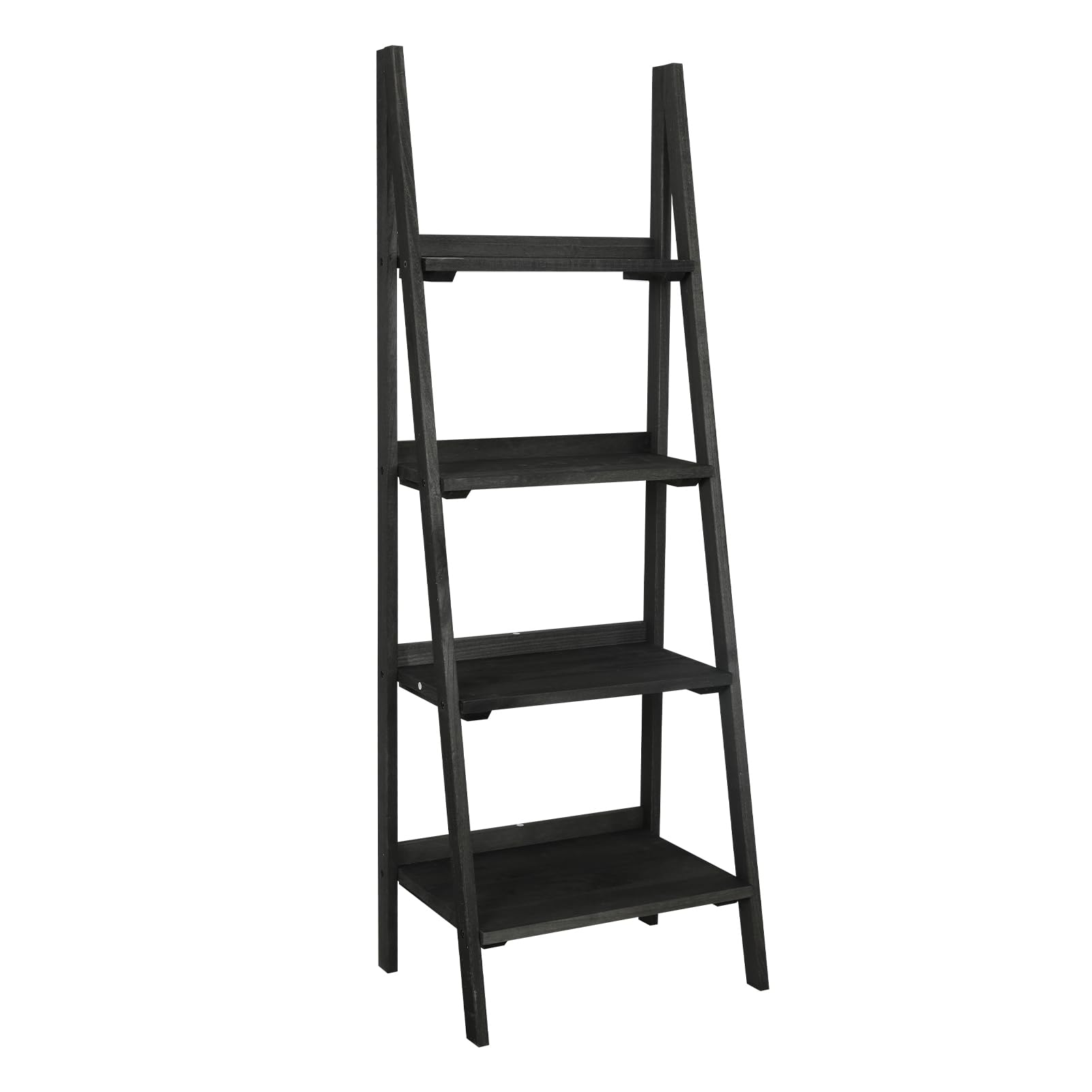 Babion 4-Tier Industrial Ladder Shelf - Sturdy Wooden Leaning Bookcase with Stable Frame | Multi-Purpose Storage Rack for Books, Plants & Decor | Perfect for Home, Bedroom, Kitchen & Office Organization