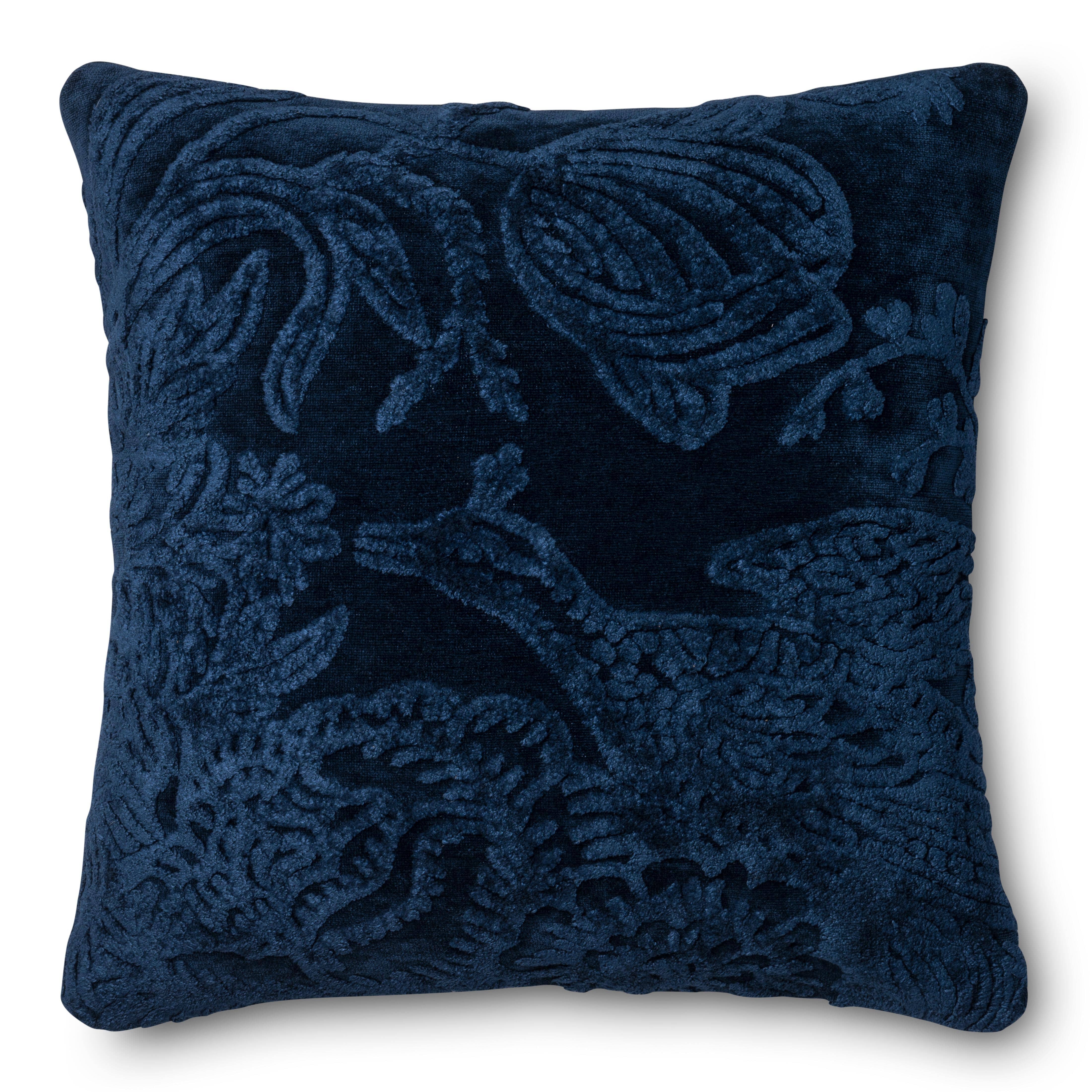 Loloi Indigo Decorative Throw Pillow Cover - Soft Cotton Blend Cushion for Sofa, Bed, or Home Decor - Boho Chic Style Accent Pillow for Living Room, Bedroom, and Nursery