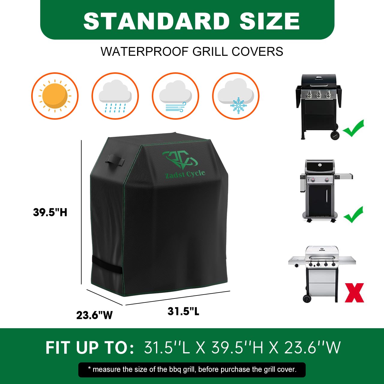 32 Inch Waterproof BBQ Grill Cover - UV & Fade Resistant Outdoor Gas Grill Protector for Weber, Char-Broil & More | Perfect for Patio, Backyard & Camping