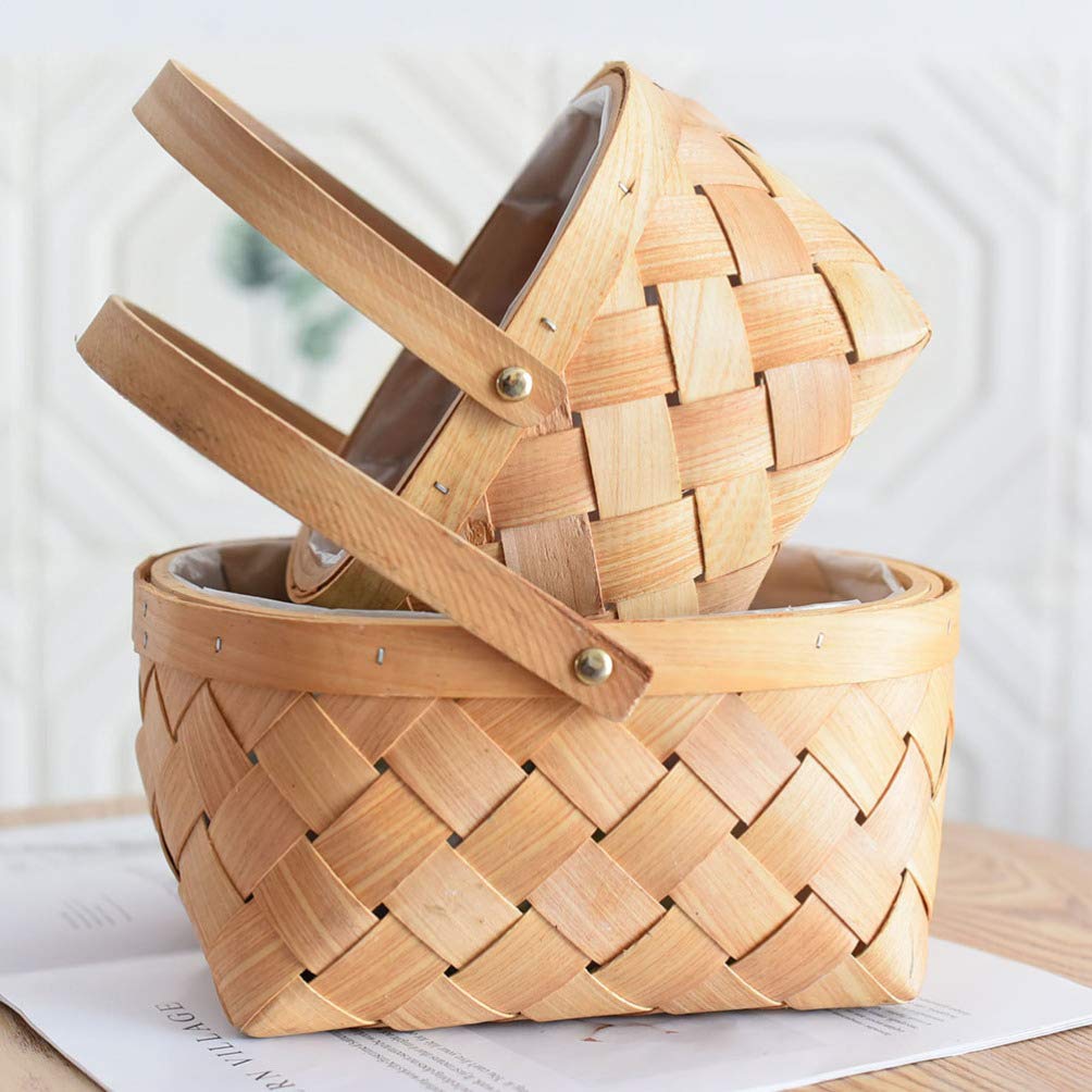 ABOOFAN 1pc Wicker Flower Basket - Elegant Wedding Flower Girl Basket, Rustic Picnic Basket & Easter Decor | Perfect for Bridal Showers, Garden Parties & Spring Celebrations