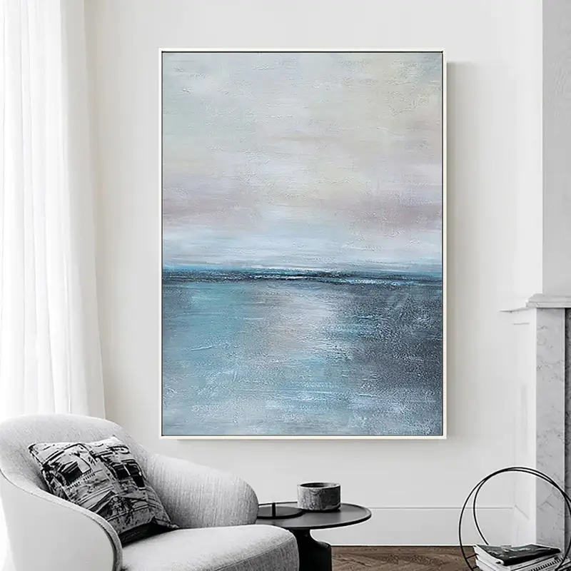 Ocean and Sky Painting #OS002 - Stunning Handmade Wall Art for Home & Office Decor - Perfect for Living Room, Bedroom, or Gift
