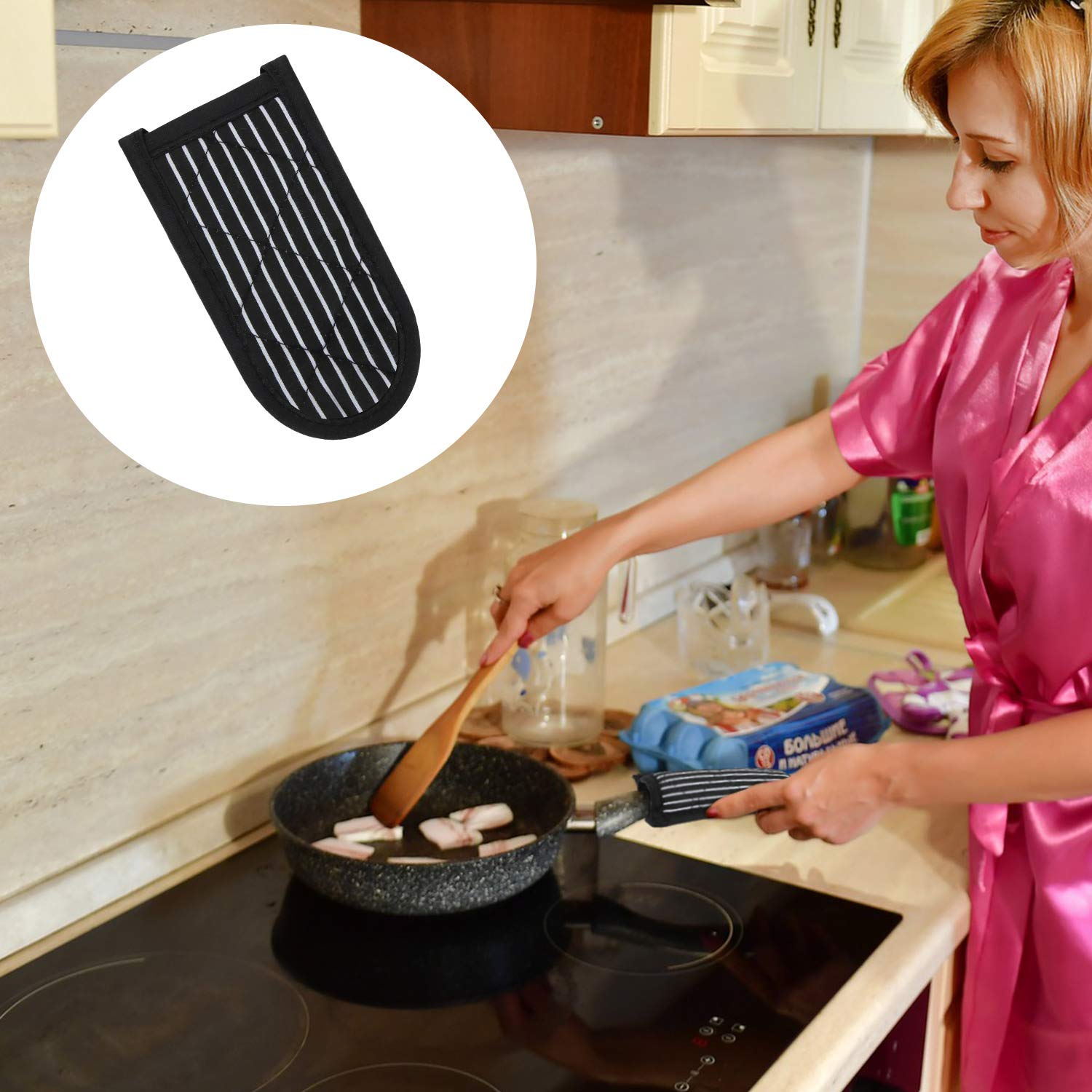 Heat Resistant Cotton Pot Handle Covers - 4 Pack Non-Slip Pan Grip Sleeves for Cast Iron Skillets | Washable Kitchen Accessories for Cooking, BBQ & Home Use | Perfect for Stovetop, Oven & Outdoor Grilling