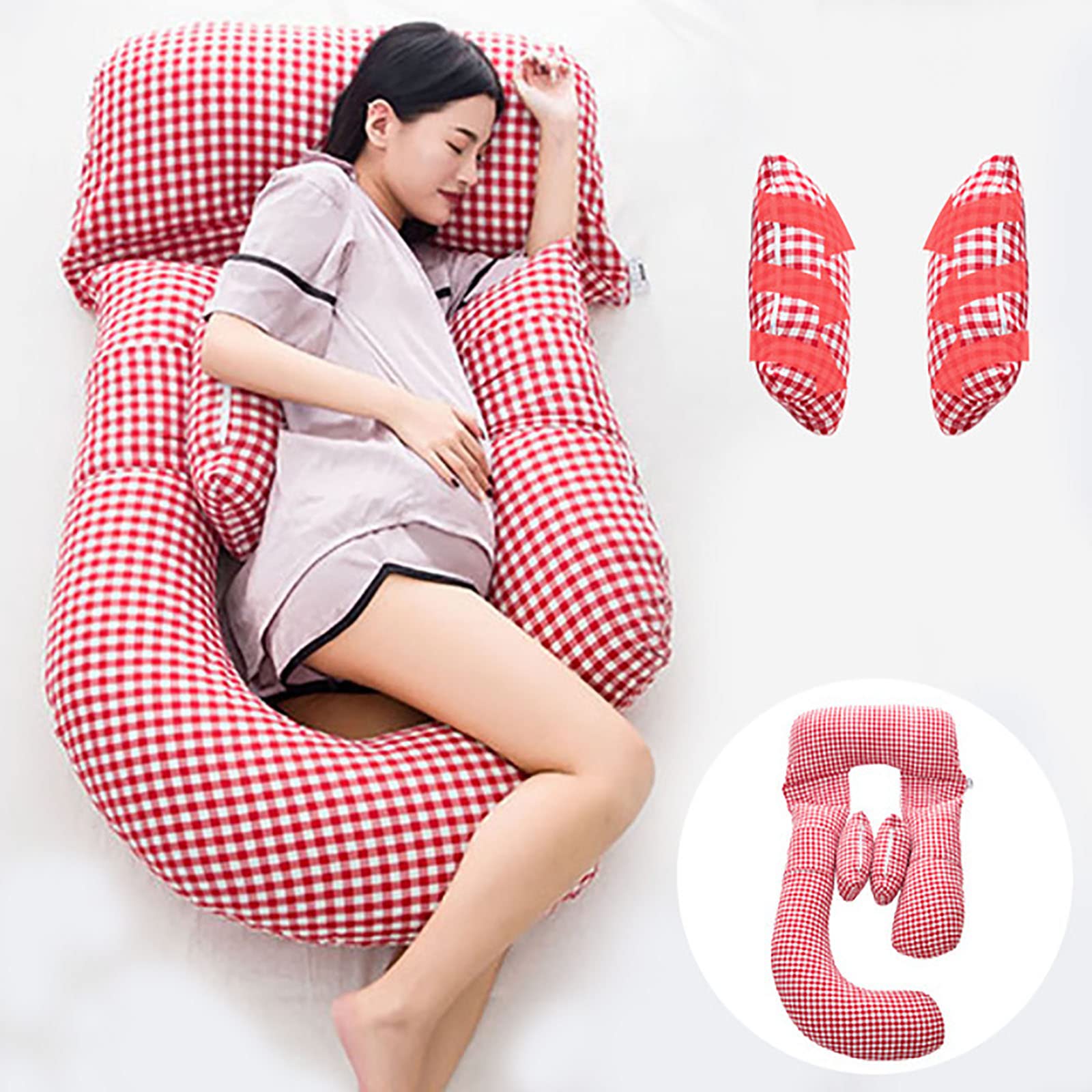 U-Shaped Maternity Pillow with Velvet Cover - Full Body Support for Pregnancy, Removable & Washable - Perfect for Sleeping, Nursing & Back Pain Relief