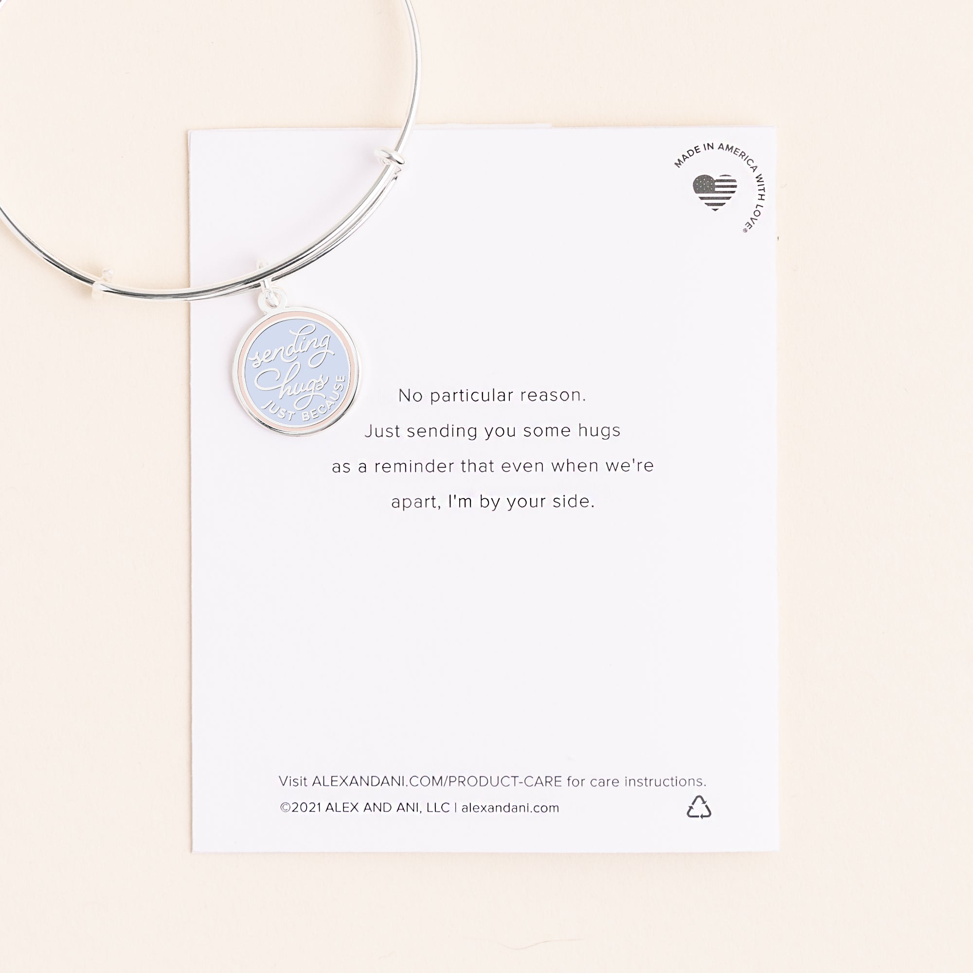 Send Hugs Just Because Charm Bangle - Thoughtful Gift for Friends & Family - Perfect for Birthdays, Anniversaries & Special Occasions