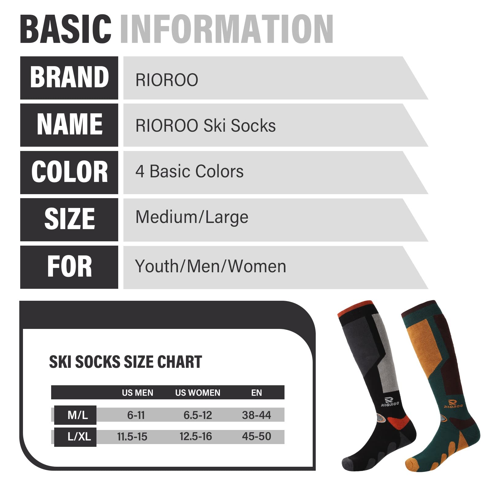 Thermal Ski Socks for Men & Women - 3 Pairs Knee-High Warm Winter Socks for Skiing, Snowboarding & Outdoor Sports - Perfect for Cold Weather Activities & Snow Adventures