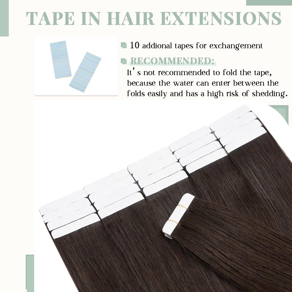 100% Remy Human Hair Tape in Extensions - 40pcs 100g Seamless Balayage Skin Weft (22 Inch, #02 Dark Brown) for Natural Volume & Length | Perfect for Weddings, Parties & Daily Styling