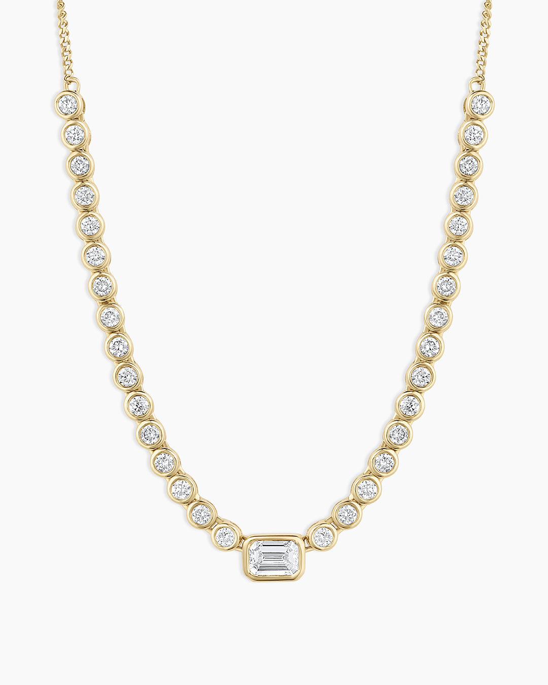 Lab Grown Diamond Emerald Row Necklace - 14K Gold Dainty Necklace for Women, Elegant Layering Jewelry Gift for Anniversary, Valentine's Day & Special Occasions