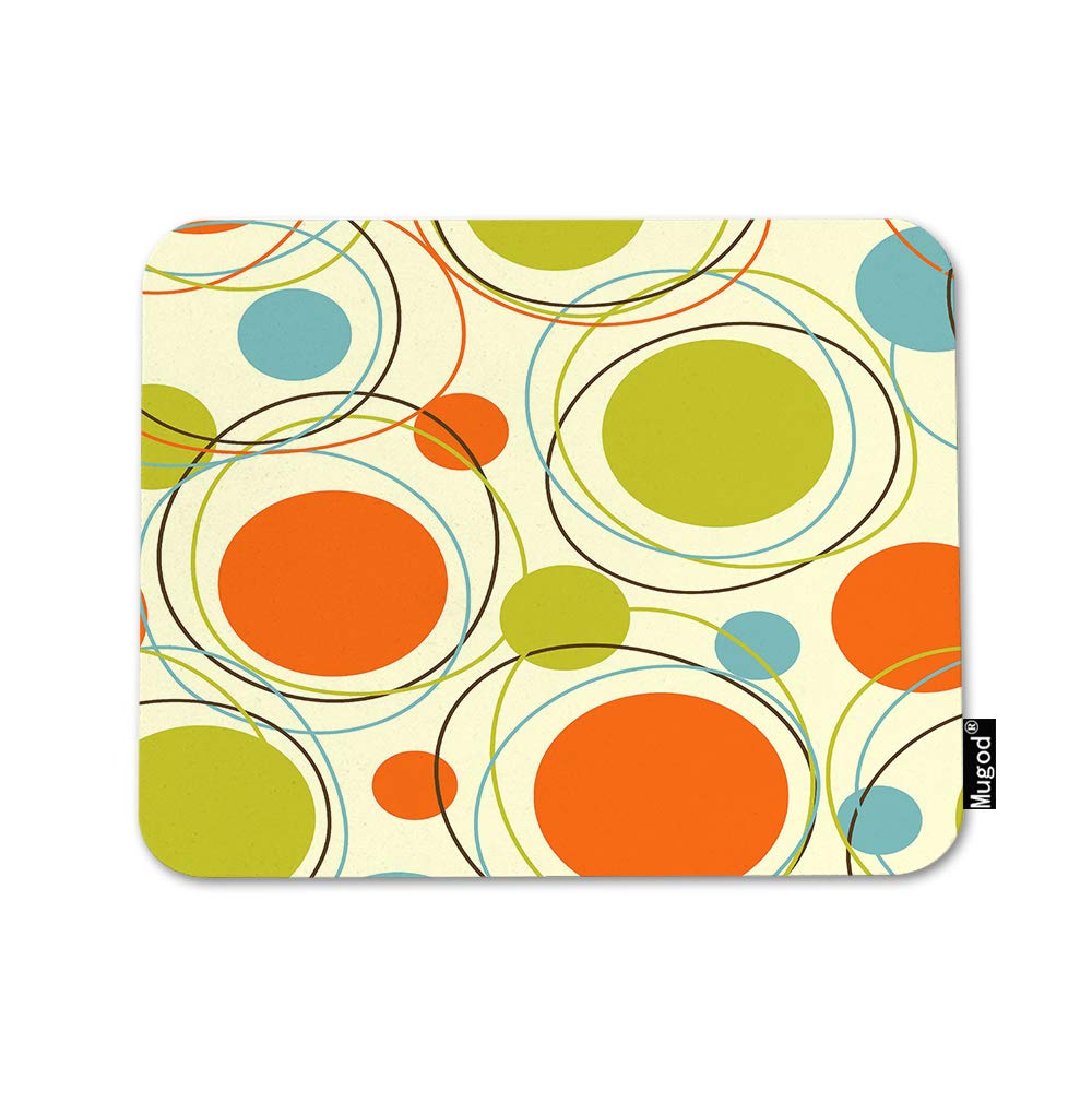 Geometric Pattern Mouse Pad - Retro Abstract Orbits Design Non-Slip Rubber Base Gaming Mouse Mat for Computer, Laptop, PC - Perfect for Office & Home Working (9.5x7.9 Inch) - Ideal for Gamers, Graphic Designers and Remote Workers