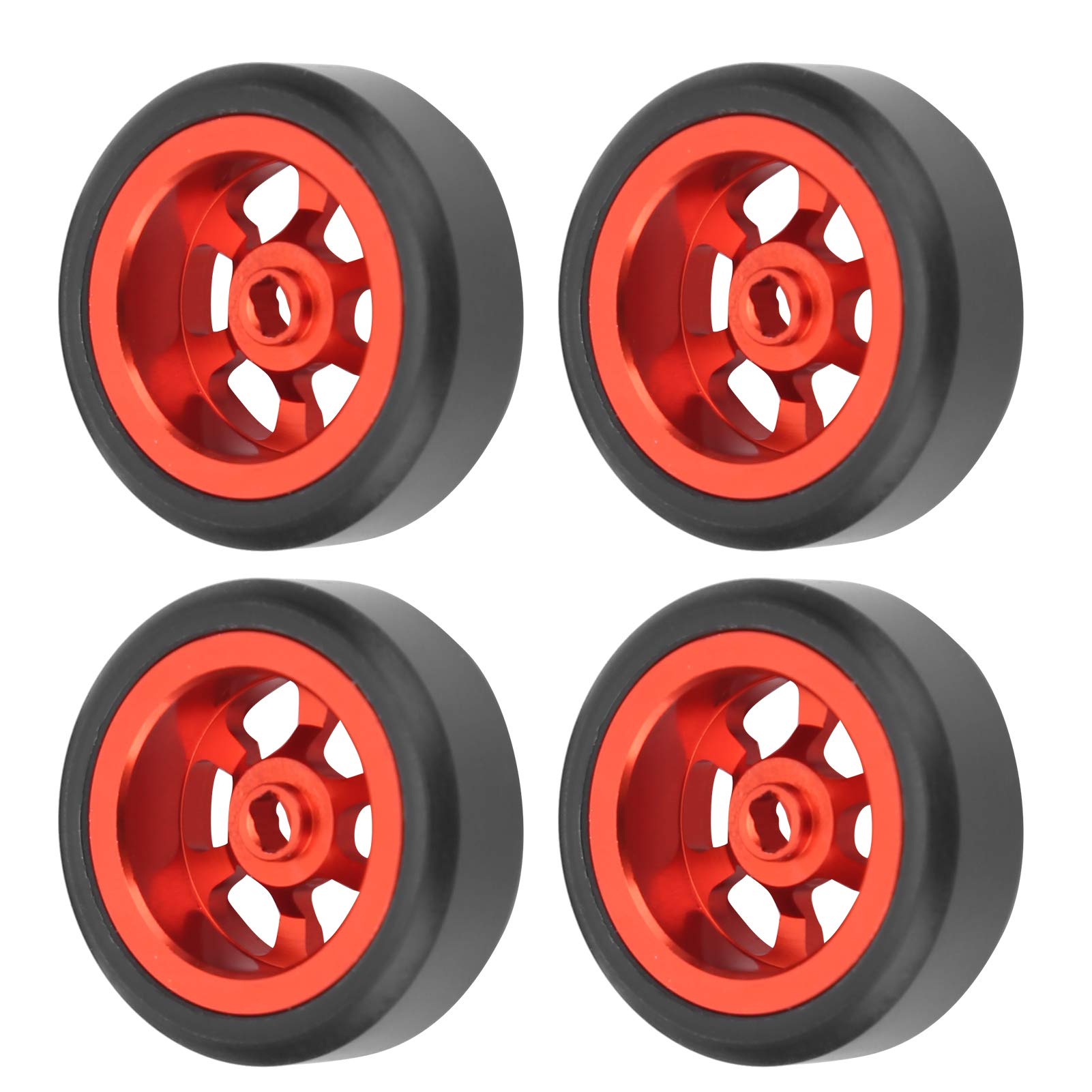 VGEBY 4pcs RC Drift Tires & Wheel Rims - Compatible with Wltoys K969 K989 P929 1/28 Scale RC Cars (Red) - High Performance Upgrade Parts for Racing & Drifting Scenes