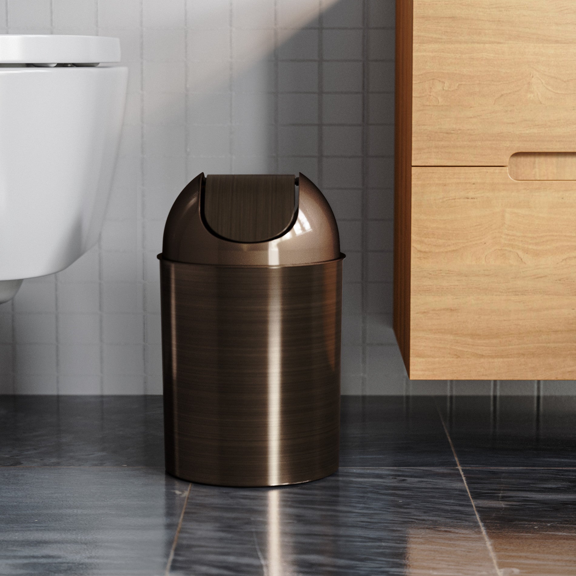 Stainless Steel Mezzo Trash Can - 13 Gallon/50L Kitchen & Office Waste Bin with Lid - Odor Control & Hands-Free Foot Pedal - Perfect for Home, Kitchen, Office & Bathroom Use