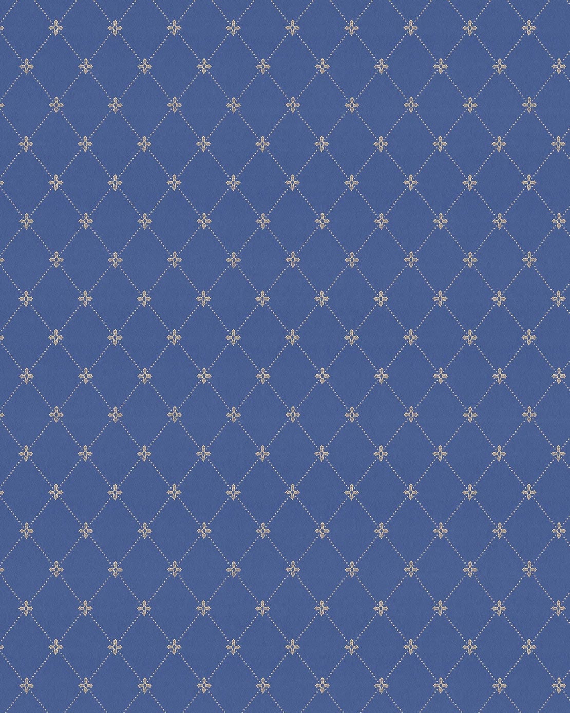 Lim & Handtryck Wallpaper - Filip's Blue/Gold Floral Pattern - Perfect for Living Room, Bedroom, and Home Decor