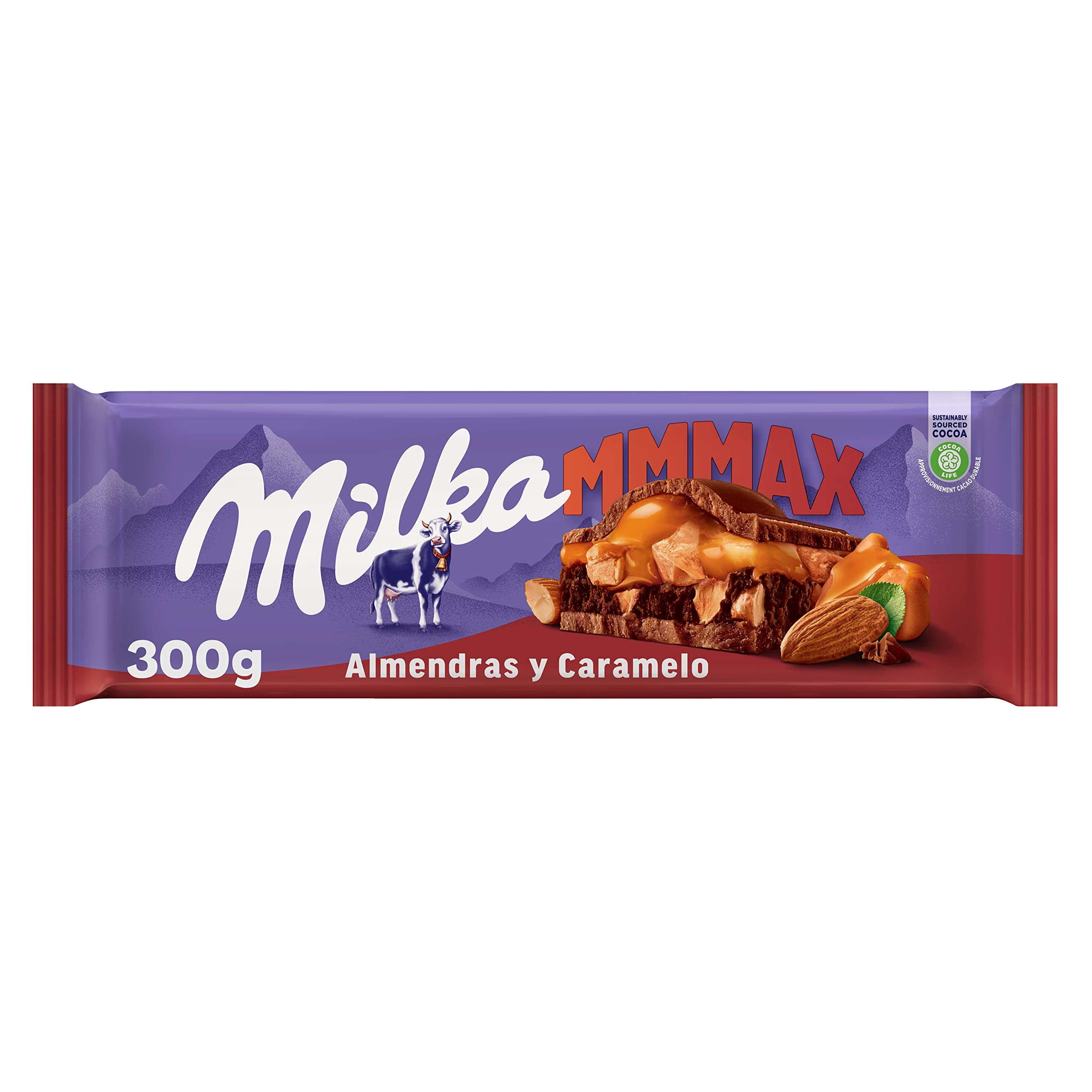 Milka Chocolate Bar with Caramel & Almond - XL Size (10.58oz) - Creamy Milk Chocolate with Crunchy Almonds & Gooey Caramel - Perfect for Gifts, Snacking & Dessert Toppings