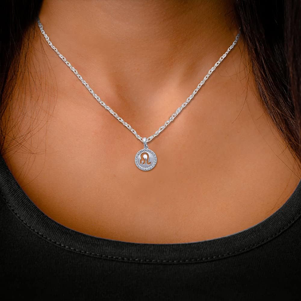 10K Yellow Gold 1/8cttw Round Natural White Diamond Leo Zodiac Pendant Necklace for Women & Men (H-I Color, I1-I2 Clarity) - Perfect Birthday Gift, Astrology Jewelry & Everyday Elegance