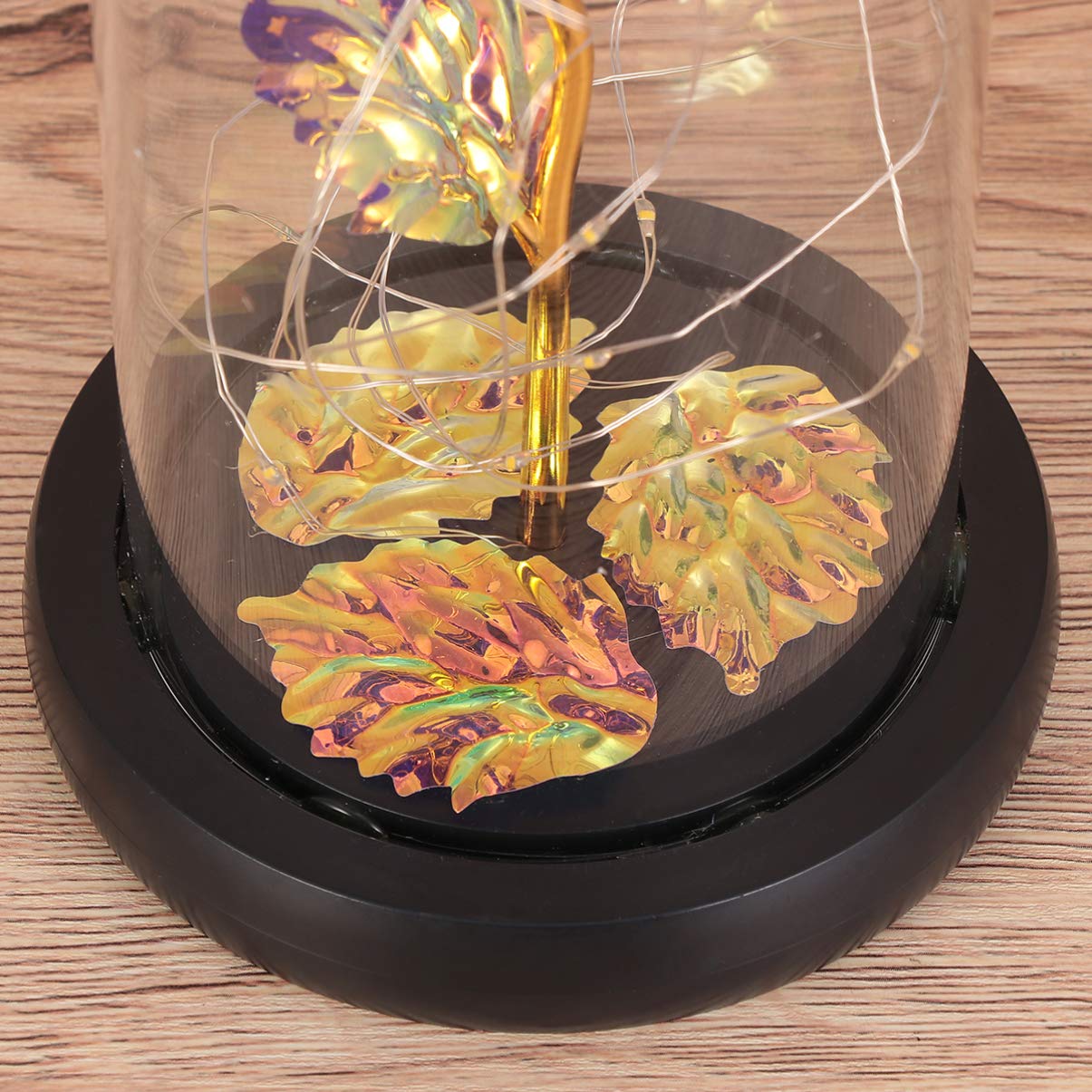 Garneck 1pc Glass Rose Night Light - Artificial Rose Lamp with Glass Dome, Eternal Flower Light for Valentine's Day | Romantic Bedroom Decor, Wedding Centerpiece, Gift for Her
