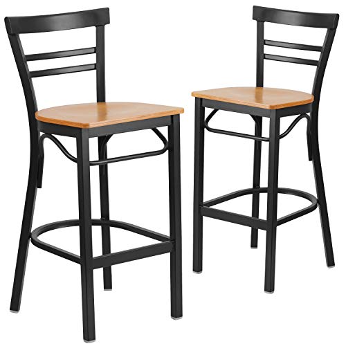 Natural Wood Seat/Black Metal Frame