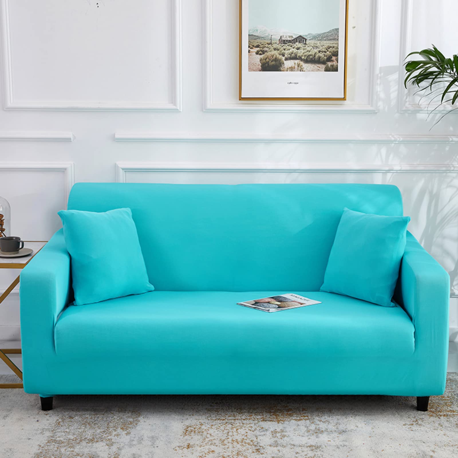 Washable Sofa Slipcover with Ties - Comfortable & Durable Furniture Protector for Pets & Kids - Solid Color Couch Cover for 5-Seater XXL Sofas - Perfect for Living Room, Home Decor & Indoor Use