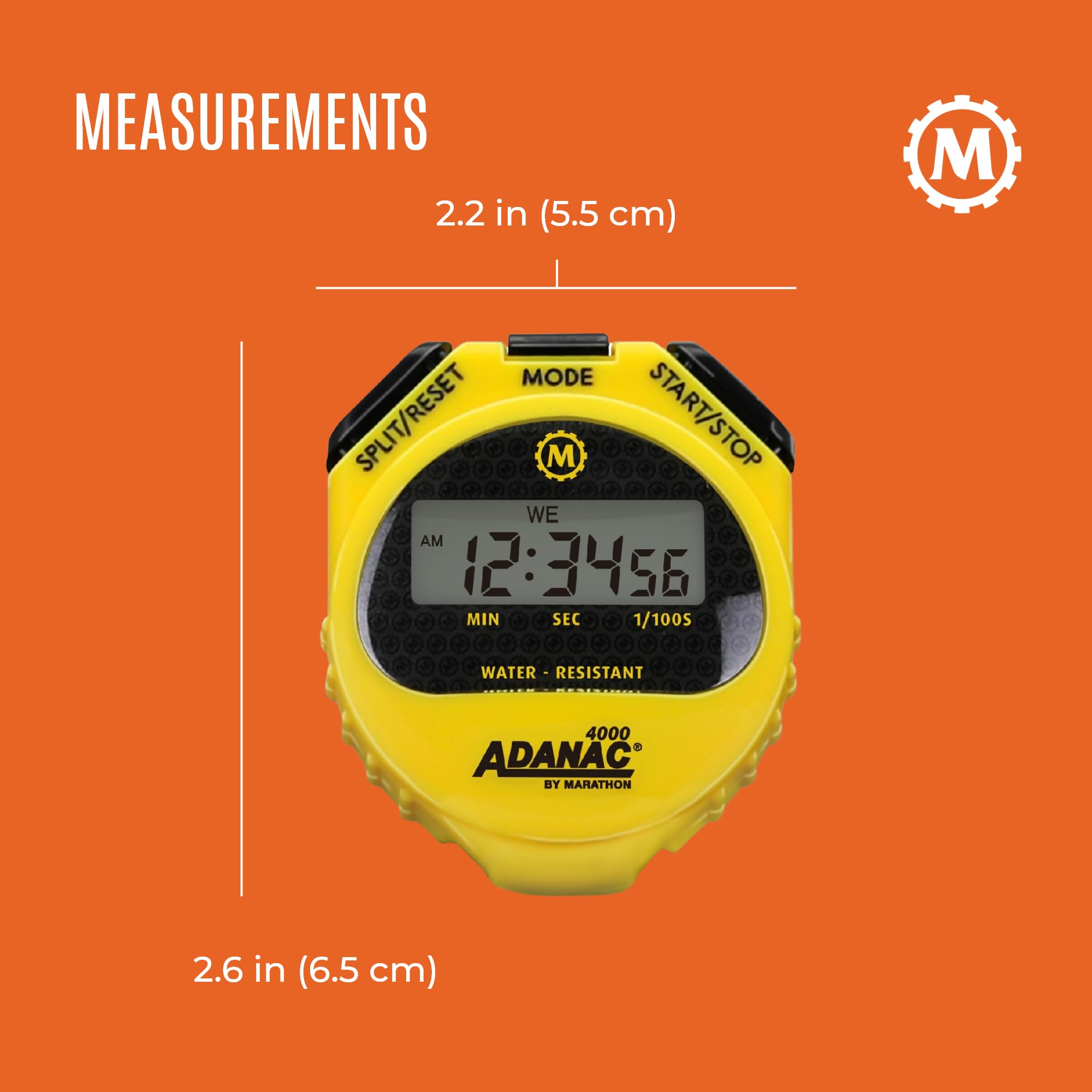 MARATHON Adanac 4000 Digital Stopwatch Timer - High Precision 1/100th Second Accuracy - Waterproof, Dustproof & Shock Resistant - Includes 46