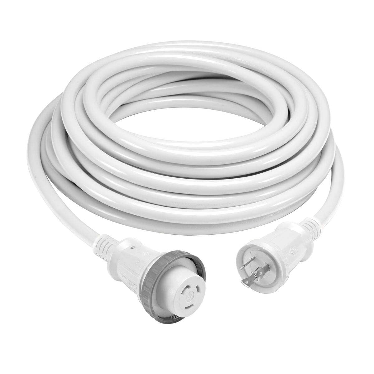 Hubbell HBL61CM03WLED 10 AWG 30A 25' White Ship-to-Shore Cable with LED Indicator for Marine and RV Power Supply