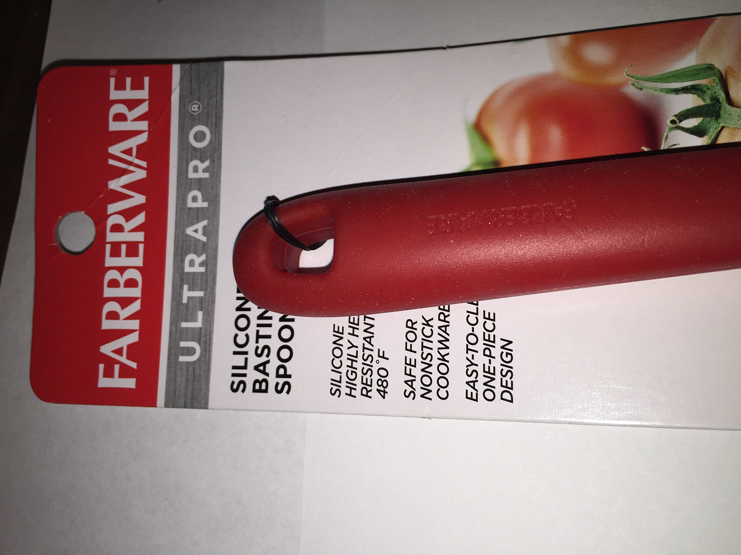 Farberware Silicone Basting Spoon - Heat-Resistant Kitchen Utensil for Cooking, Baking, and Serving - Red - Perfect for Sauces, Soups, and Non-Stick Cookware