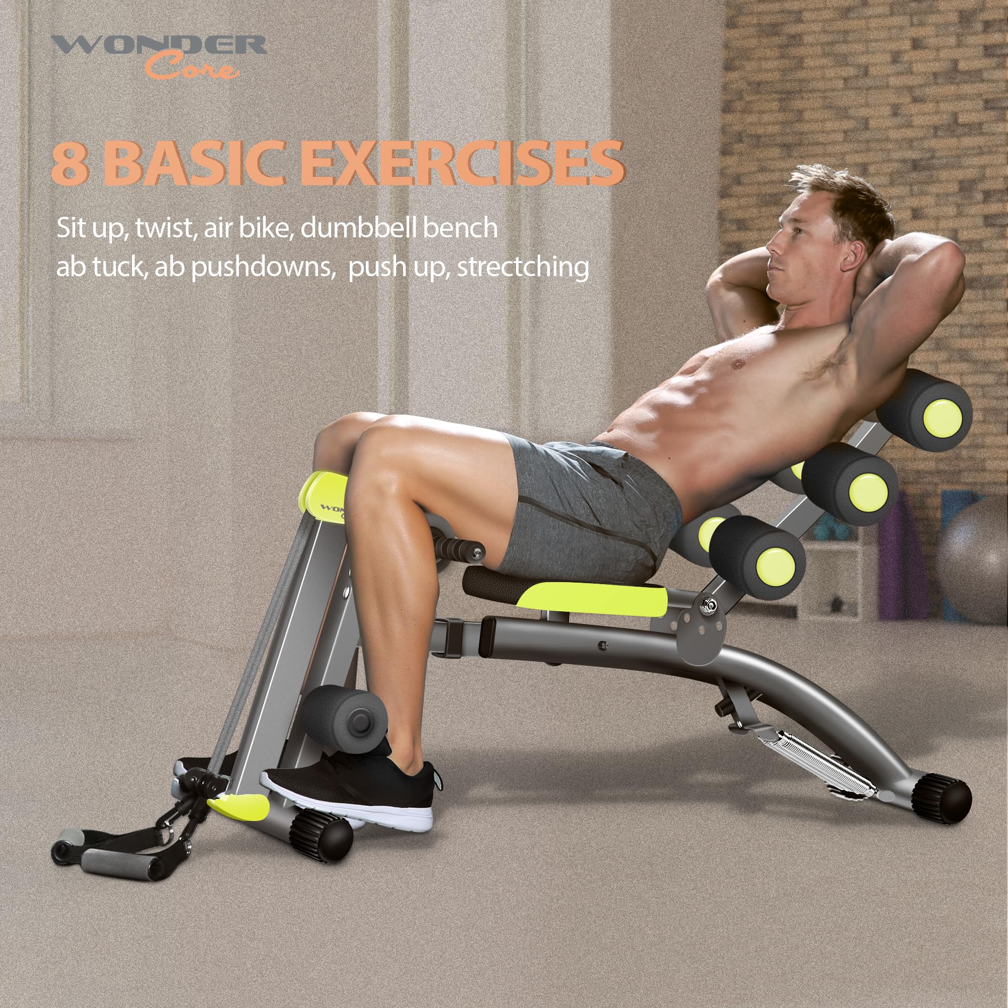 WONDER CORE Pro Max - 4-in-1 Home Gym Ab Machine for Core Workout, Rowing, Leg Press & Glider Exercises | Perfect for Home Fitness, Weight Loss & Full Body Training
