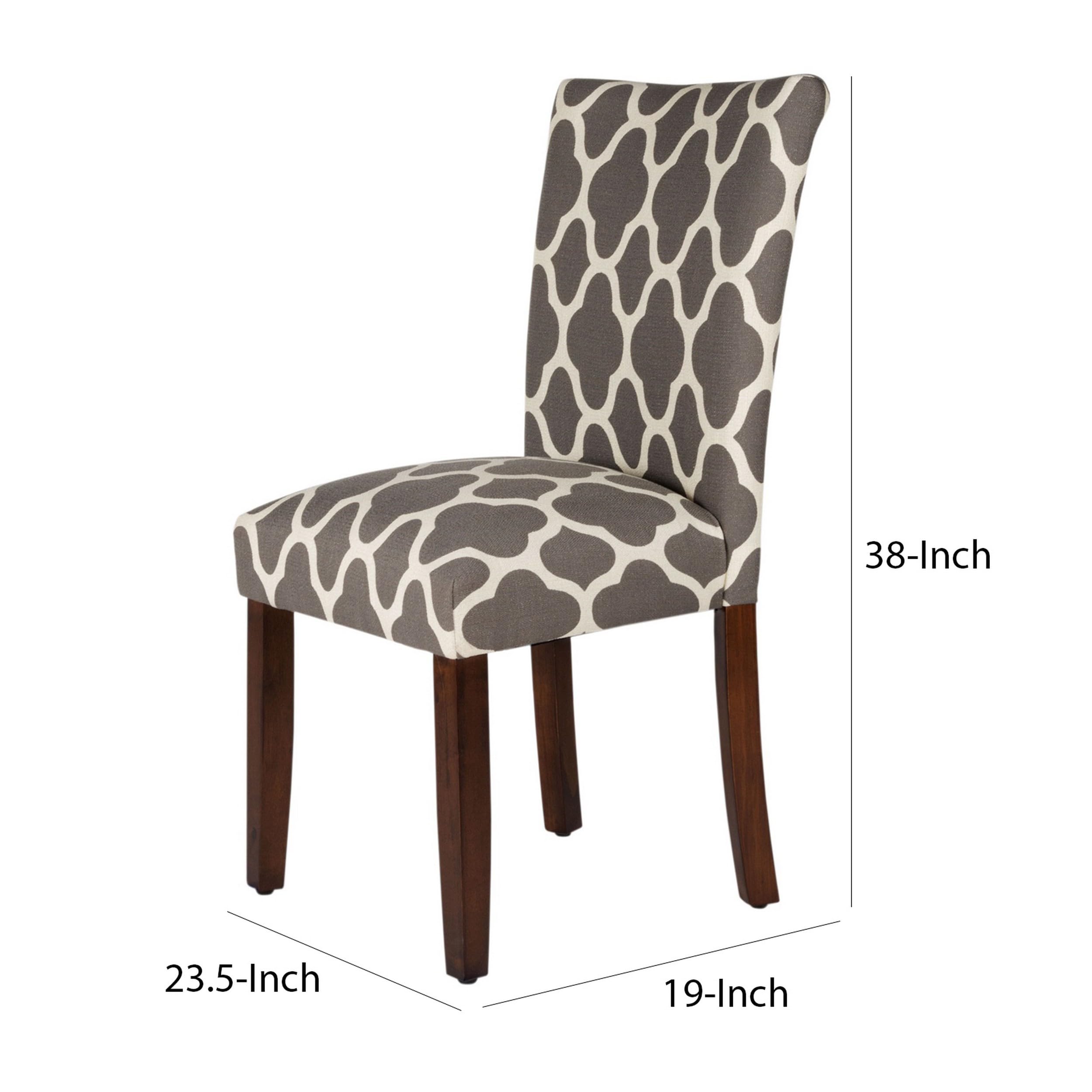 HomePop Parsons Classic Upholstered Dining Chairs Set of 2 - Grey and Cream Geometric Pattern Modern Accent Chairs for Dining Room, Kitchen, Office or Living Room Decor