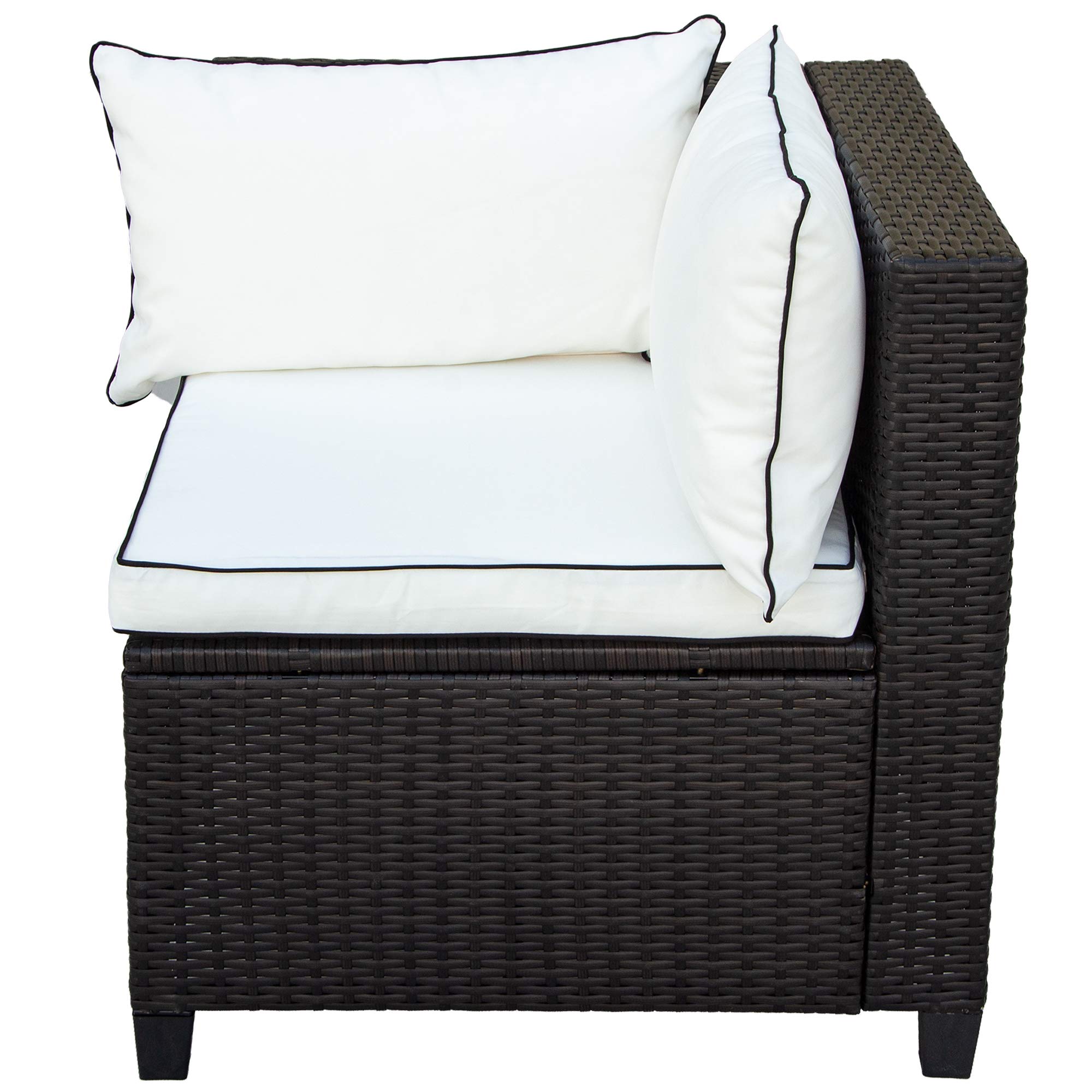 7-Piece Beige Wicker Patio Dining Set with Glass Top Table & 6 Chairs - Outdoor Furniture for Garden, Poolside & Backyard Entertaining