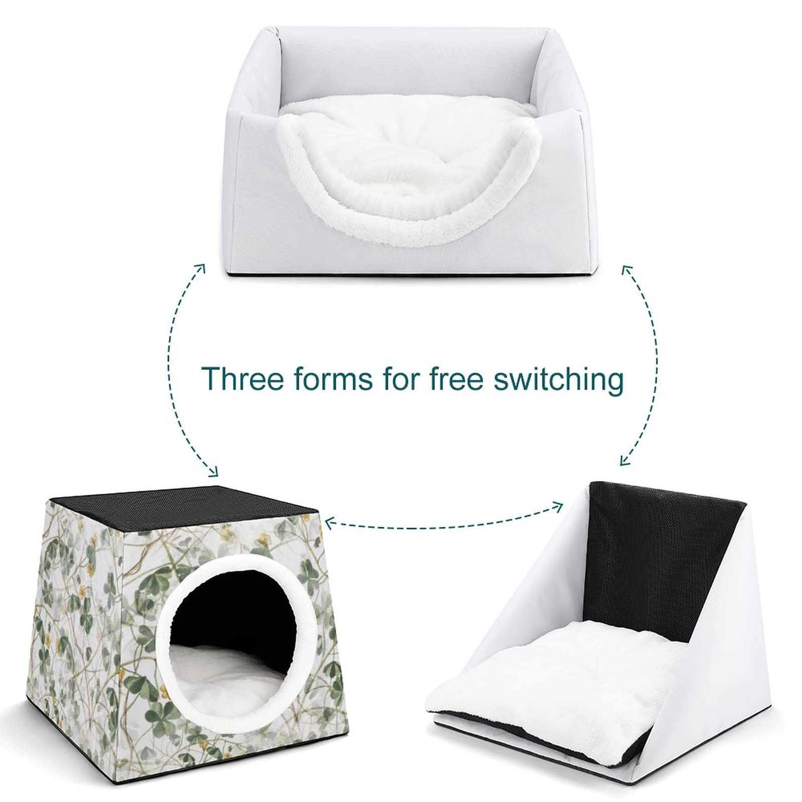 Personalized Cat Houses & Habitats - Printed Cat Cube, Cat Condo & Indoor Pet Bed Sofa Cave with Yellow Flower Green Leaf Design | Cozy Cat Furniture for Small Spaces, Apartments & Home Decor