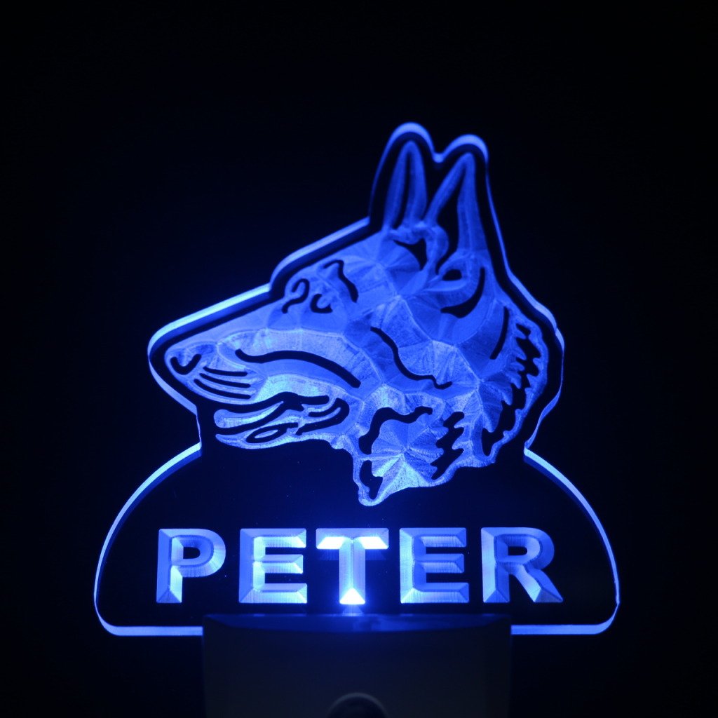 Personalized German Shepherd Dog Night Light with Day/Night Sensor - Custom LED Pet Sign for Bedroom, Nursery & Home Decor