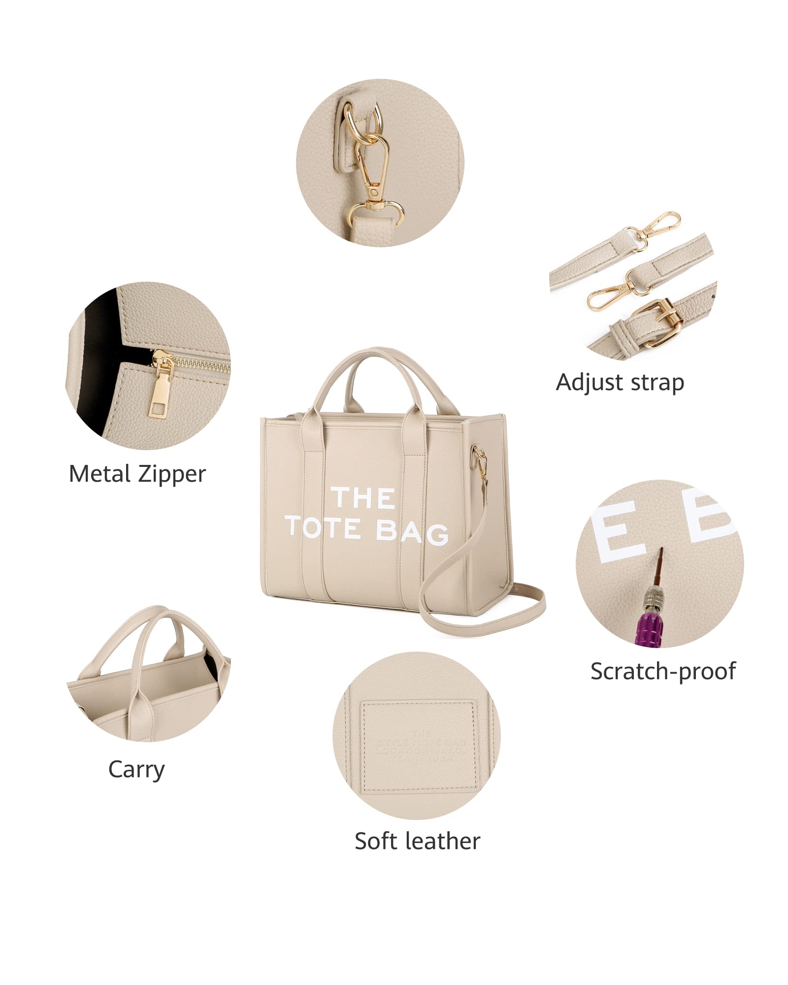 Leather Tote Bag for Women - Work & Travel Shoulder Bag
