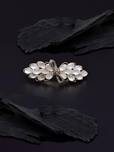 Kairangi Opal Stone French Barrette Hair Clips for Women & Girls - Elegant Hair Accessories for Women, Perfect for Weddings, Parties & Everyday Use - Great Gift Idea for Women & Girls