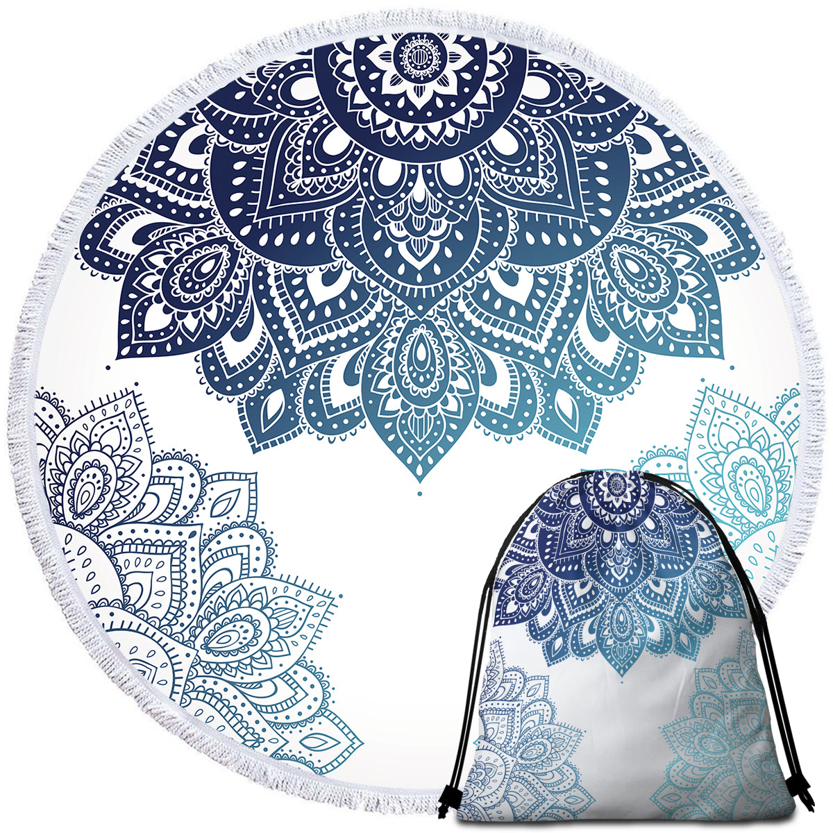 Bohemian Round Beach Towel - Soft, Absorbent & Quick-Drying - Perfect for Pool, Sand & Yoga - 60