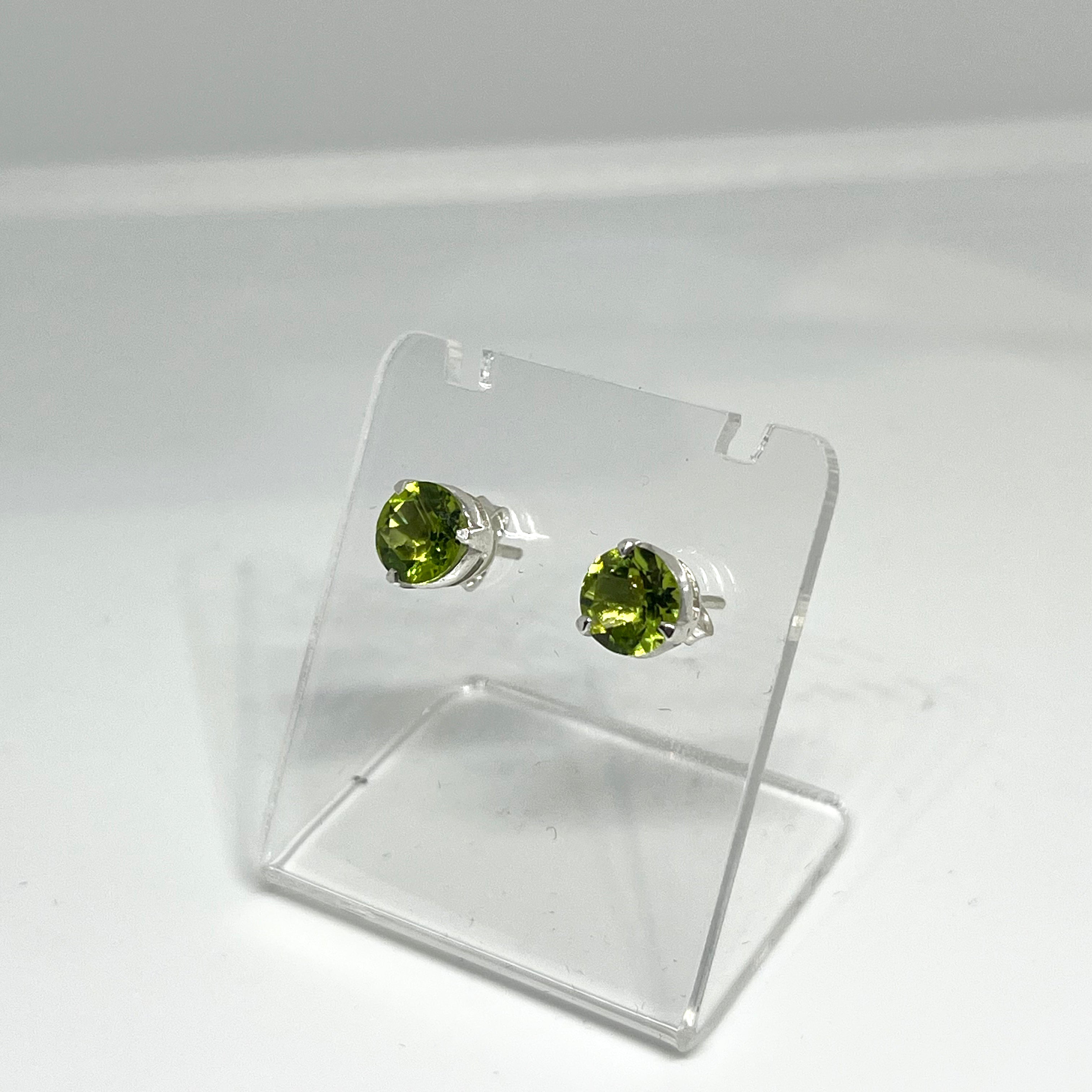 7mm Round Faceted Gemstone Stud Earrings - 3 Prong Set for Women (PSE006) | Perfect for Everyday Wear, Parties & Gifts
