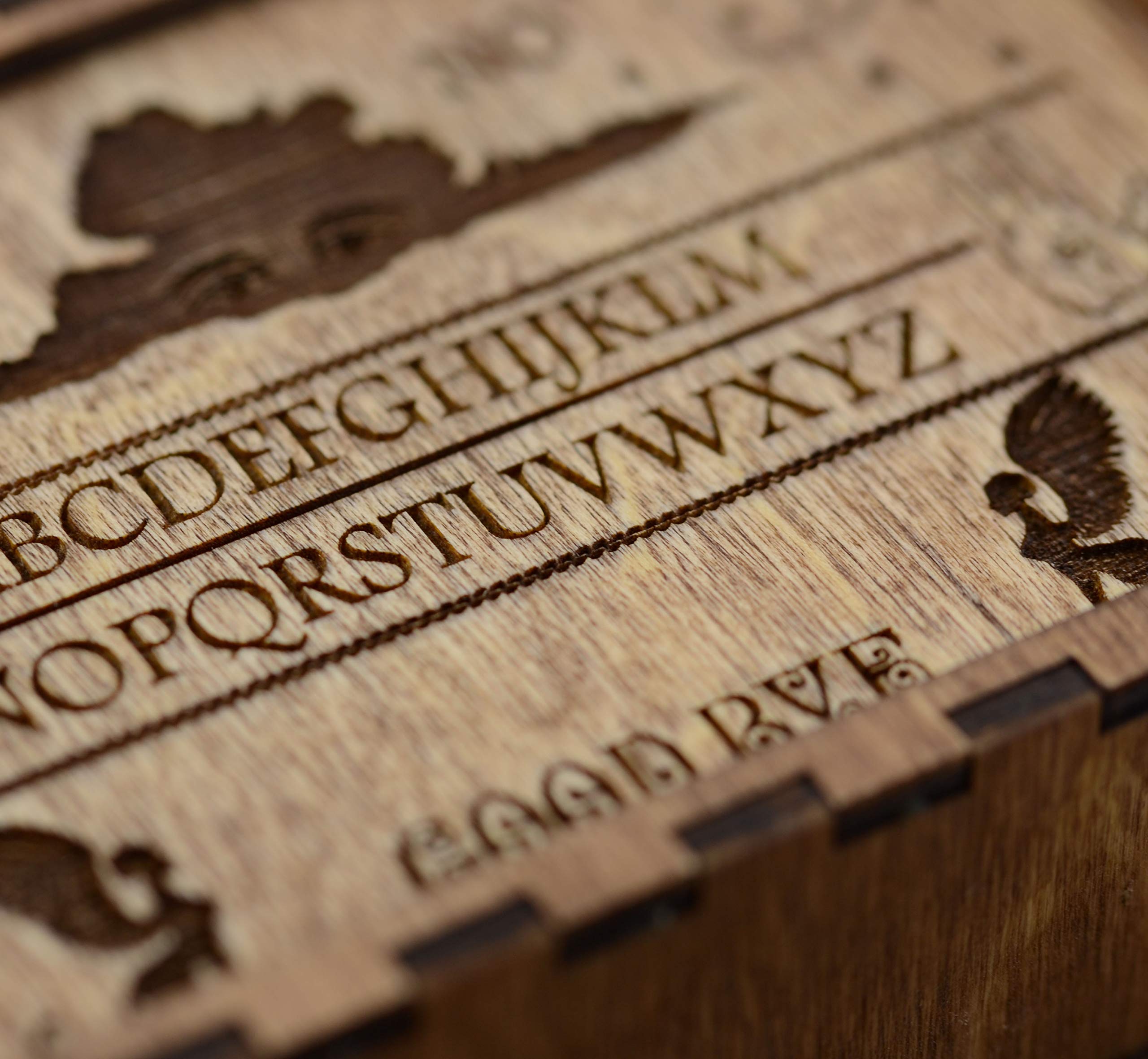 Engraved Wooden Tarot Card Box - Ouija Board Keepsake for Witchcraft & Divination
