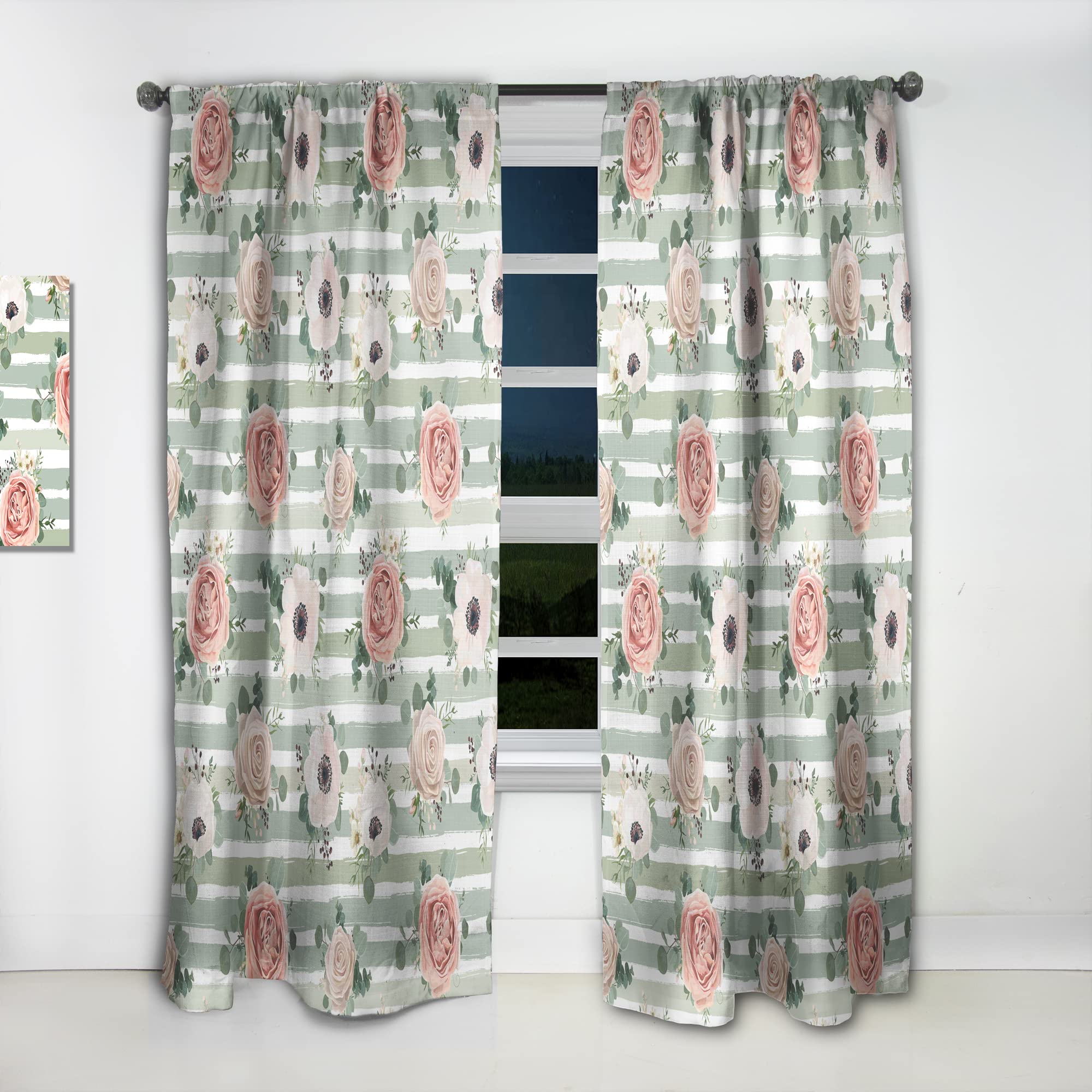 Floral Retro Pattern V Thermal Insulated Curtains for Bedroom & Living Room - 52x95 Single Panel Window Drapes - Perfect for Home Decor & Energy Efficiency