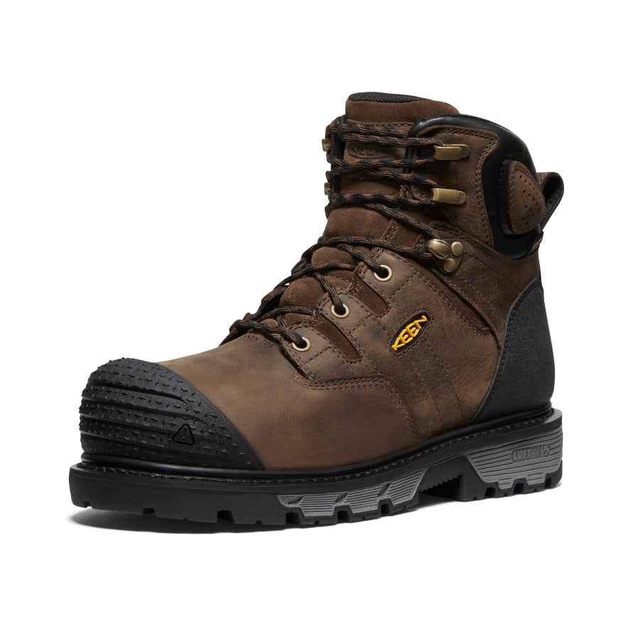 Men's CSA Approved Camden 6 Waterproof Work Boots with Carbon Toe - Dark Earth/Black | Slip Resistant Safety Shoes for Construction, Hiking & Outdoor Work