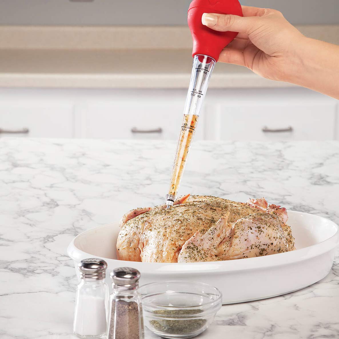 Premium Turkey Baster Set of 4 - Commercial-Grade FDA Silicone Bulbs with Marinating Needles, BBQ Brushes & Cleaning Brushes - Dishwasher Safe & Reusable for Thanksgiving, Grilling & Kitchen Prep