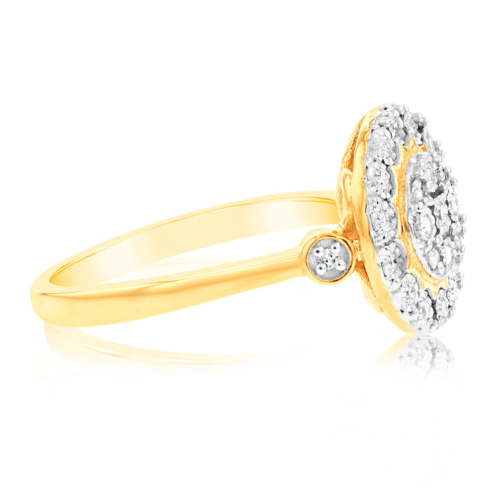 9ct Yellow Gold 0.15 Carat Diamond Ring with 25 Diamonds - Elegant Wedding Band, Anniversary Gift for Her, Perfect for Engagement & Special Occasions