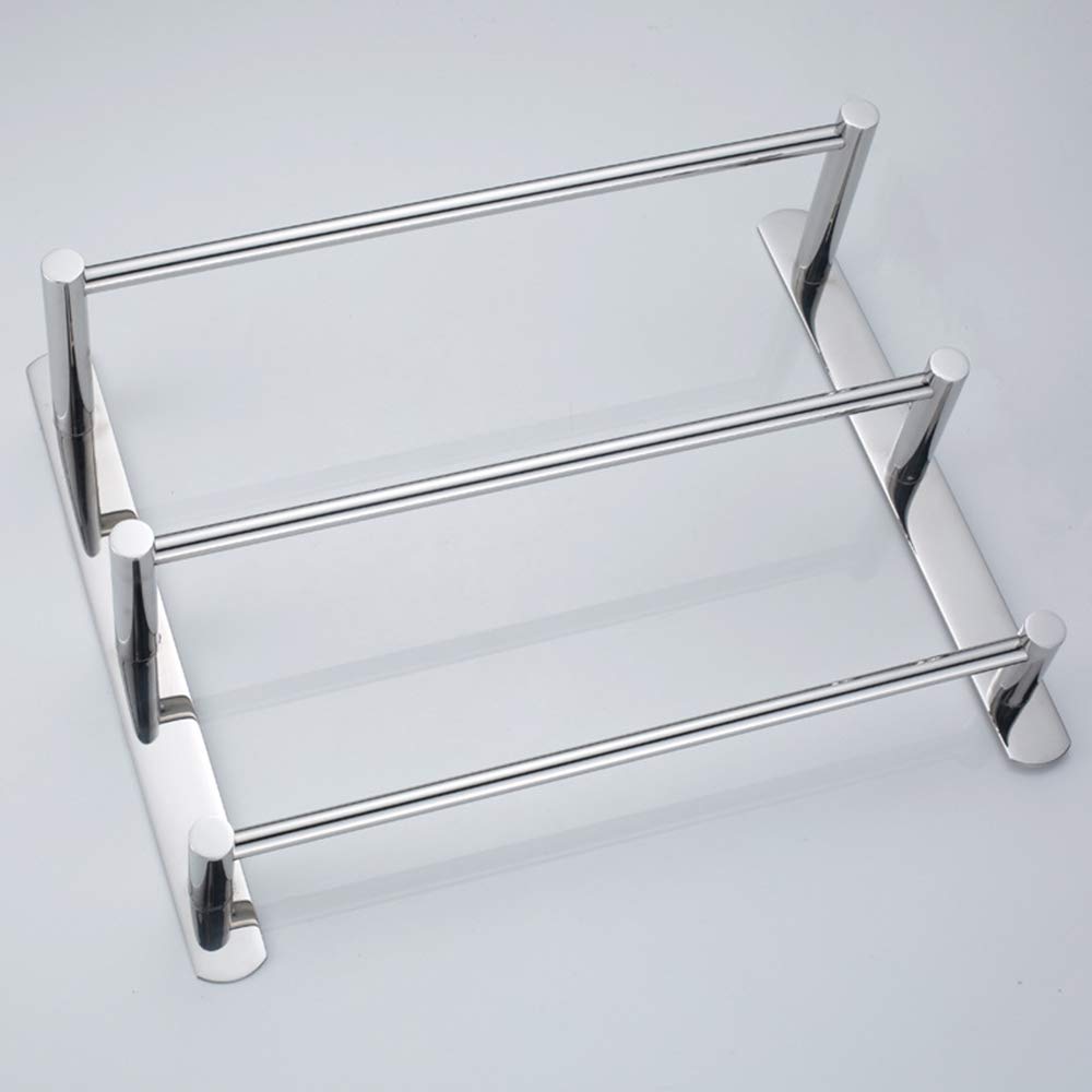 304 Stainless Steel Wall Mounted Bathroom Towel Rack - 3-Tier Single Rod with Reinforced Base for Bathroom or Kitchen - No Drill Installation (50cm) - Perfect for Small Spaces, Modern Homes & Spa-Like Bathrooms