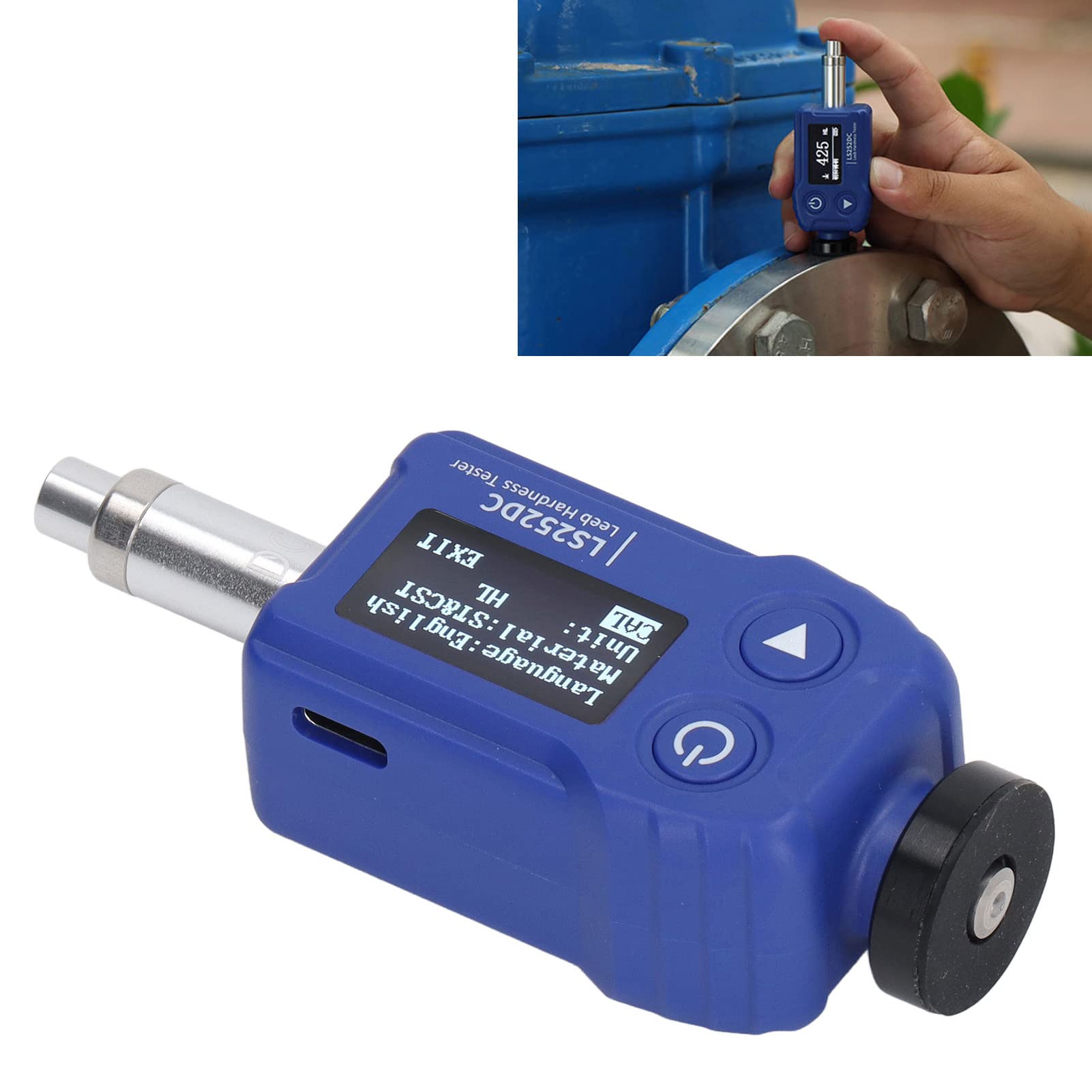 Digital Hardness Tester - Portable Metal Hardness Meter with HL/HV/HB/HS/HRA/HRB/HRC Scales | Accurate for Steel, Aluminum & Alloy Testing | Workshop & Quality Control Use