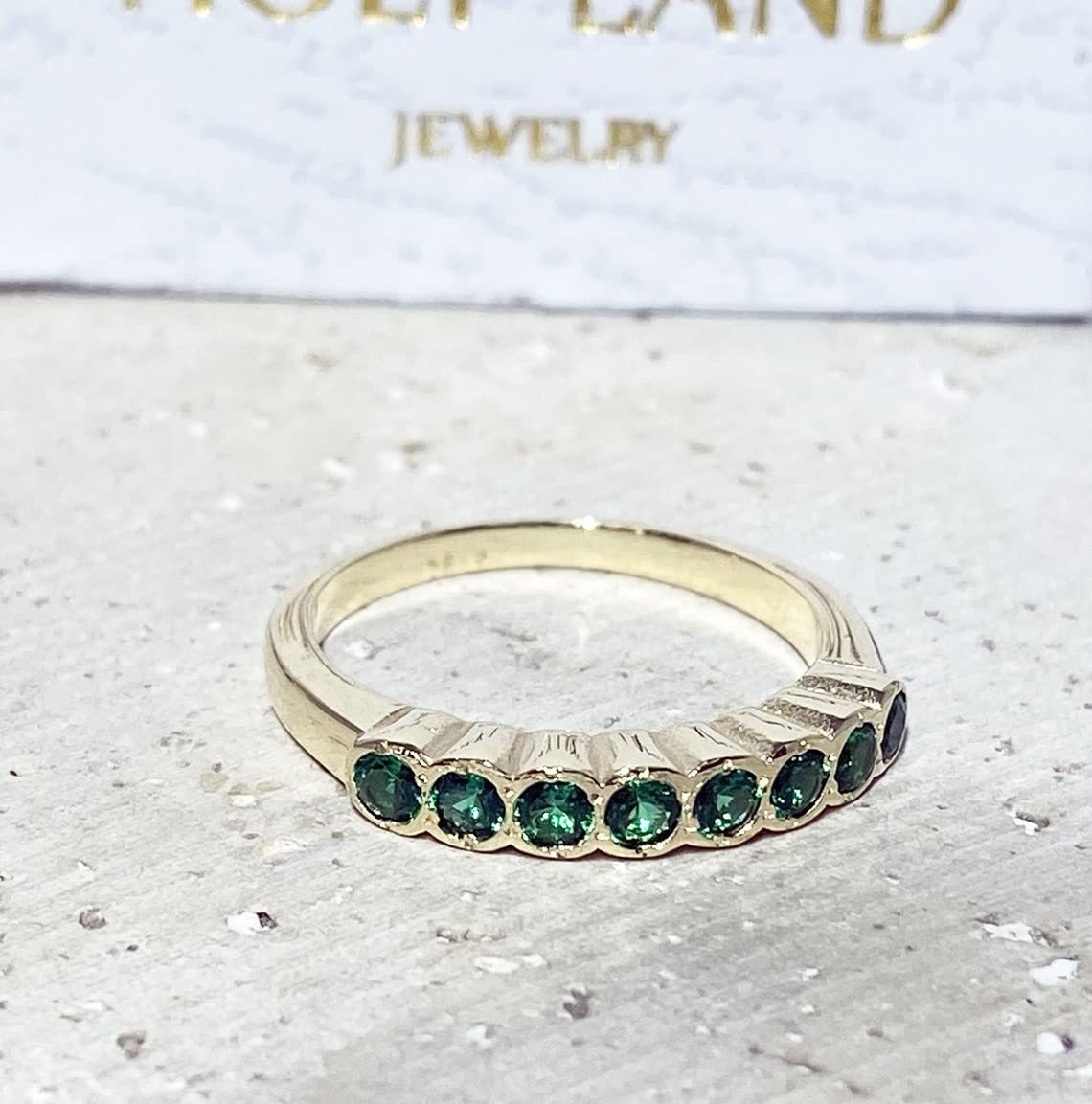 Emerald Birthstone Ring for May - 14K Gold Bezel Set Stacking Ring - Dainty Green Jewelry for Women - Perfect for Everyday Wear, Gift Giving & Special Occasions