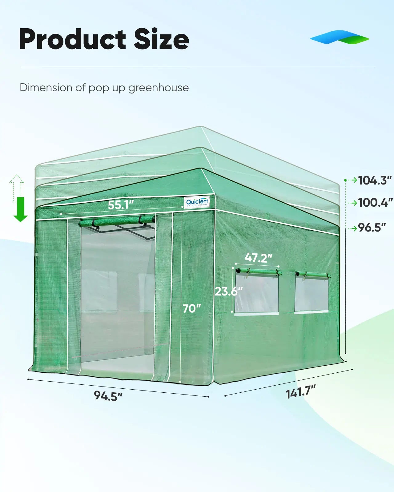 Pop Up Portable Walk in Greenhouse - Easy Setup Indoor Outdoor Garden Greenhouse for Plants, Flowers & Vegetables - Perfect for Patio, Backyard & Balcony Gardening