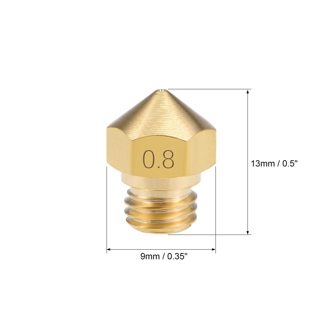 uxcell 0.8mm 3D Printer Nozzle Head - M7 Thread Brass Replacement (5 Pack) for Creality Ender 3, CR-10, Prusa - High Precision Printing & Smooth Filament Flow