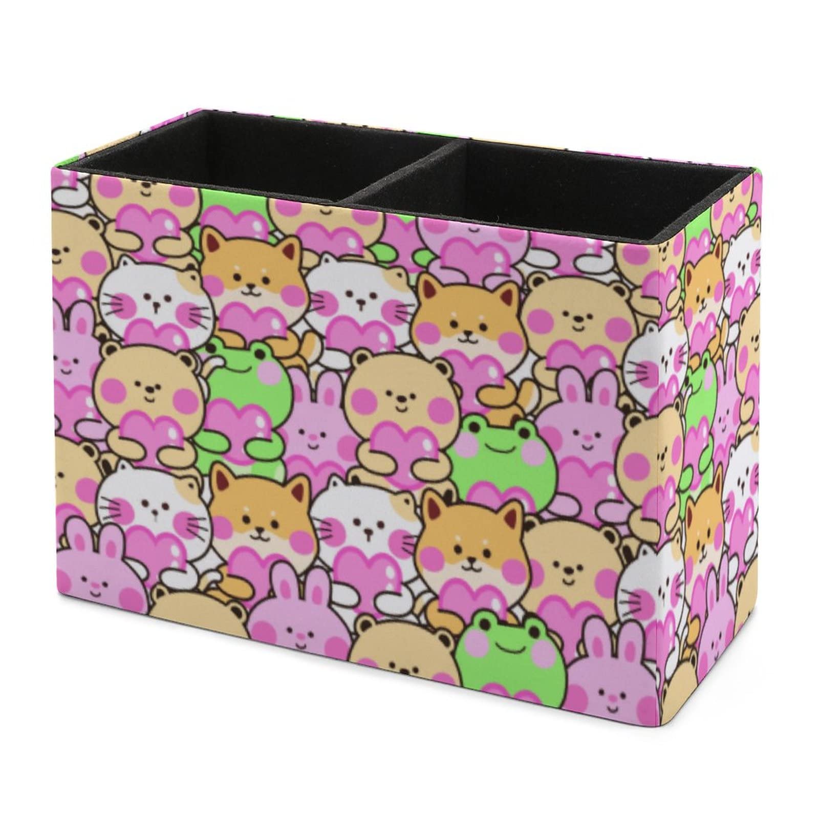 Cute Animal Pen Holder for Desk - Leather Pencil Organizer & Makeup Brush Storage for Office, School, College | Perfect Desktop Organizer for Stationery, Writing Utensils, and Beauty Tools