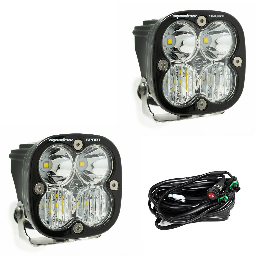 Baja Designs Squadron Sport Black LED Auxiliary Light Pod Pair - High-Performance Off-Road LED Lights for Trucks, Jeeps & ATVs - Perfect for Night Driving, Trail Adventures & Outdoor Exploration
