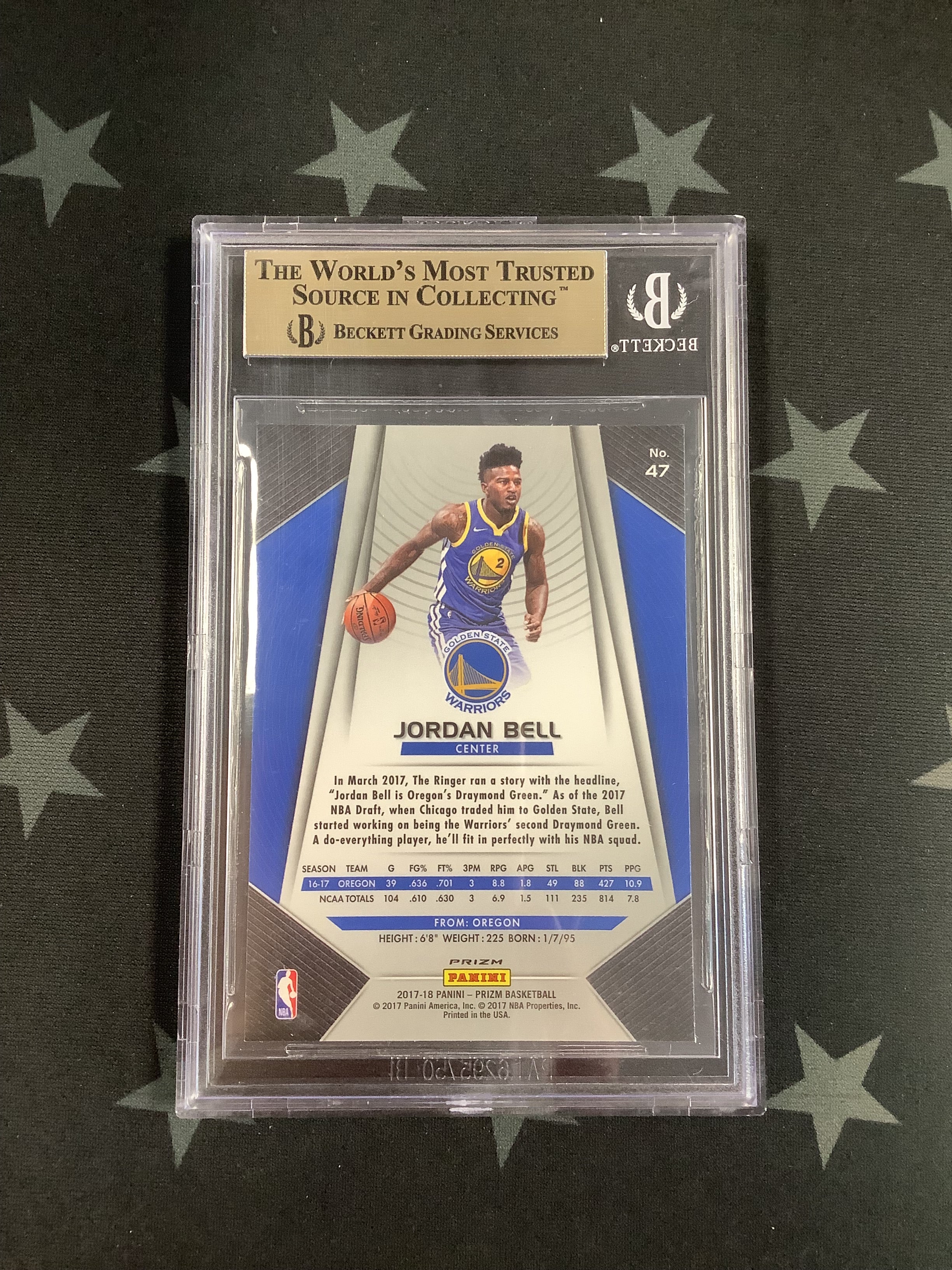 2017-18 Panini Prizm Basketball Silver Prizms Jordan Bell Rookie Card #47 - Beckett GEM MT 9.5 Graded - Perfect for NBA Collectors & Sports Memorabilia Enthusiasts